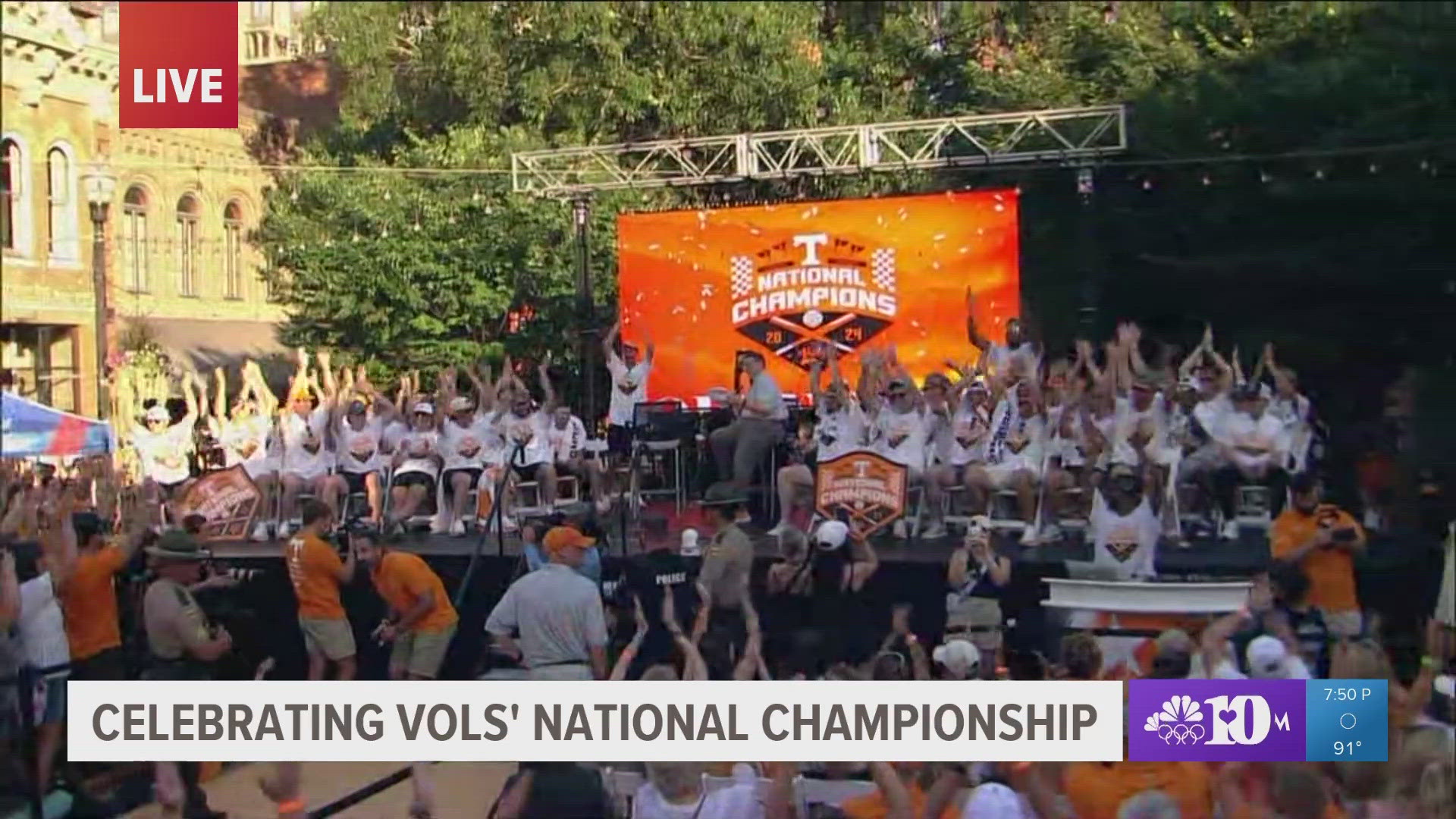 A huge crowd gathered in downtown Knoxville on Tuesday to celebrate Tennessee Baseball's historic national championship win.