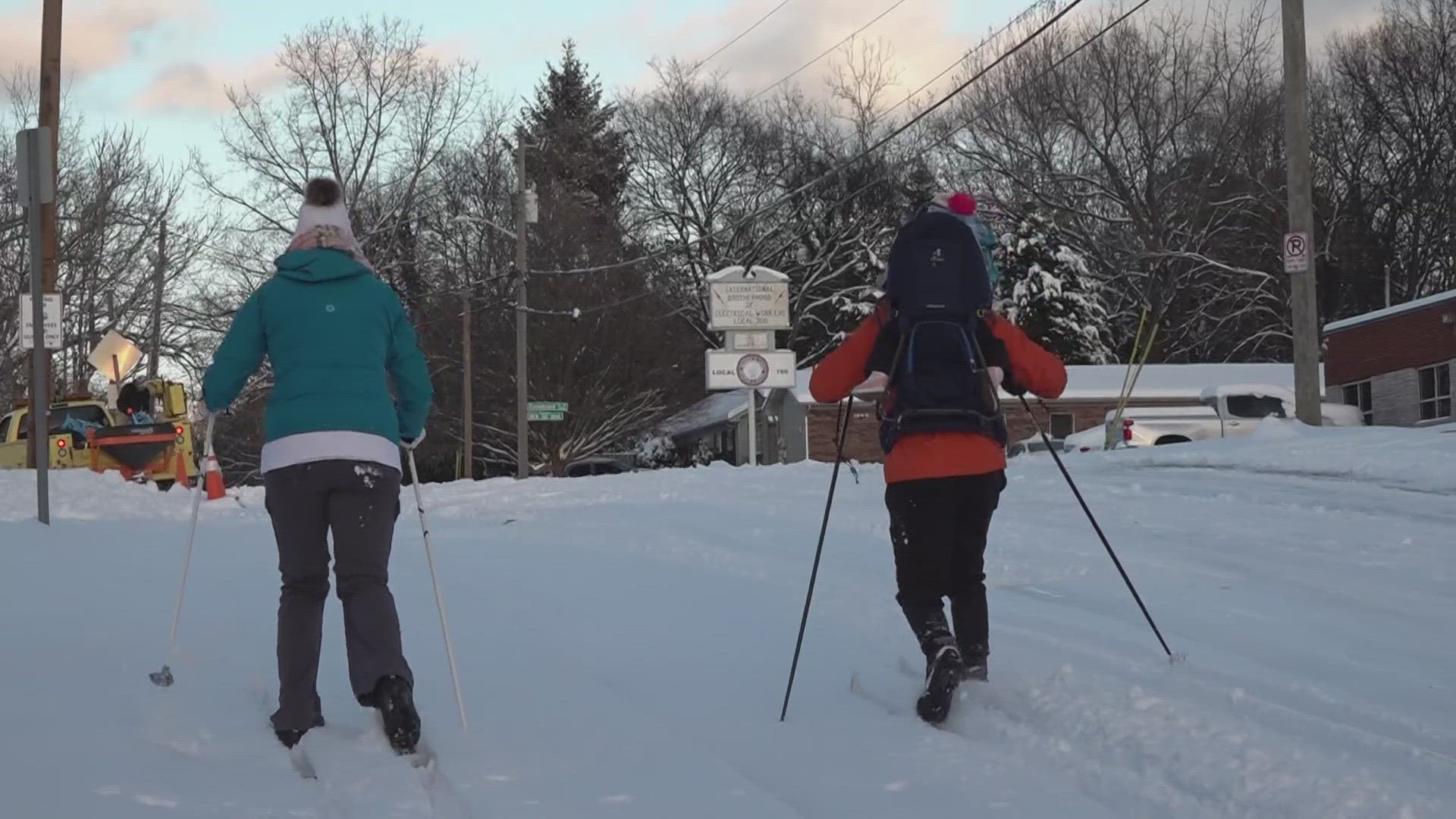 Snow made it hard for some people to get around Knoxville. One family found an alternative means of transportation — skiing.