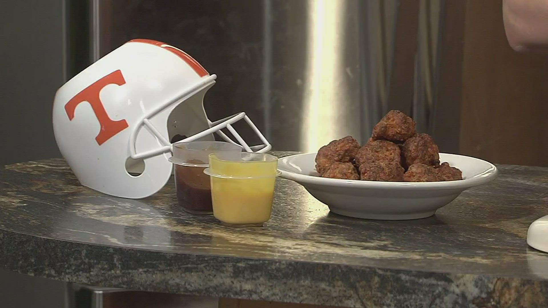 Tee Dedrick from Special Tee Catering shows us a great tailgating treat- cream cheese sausage balls.