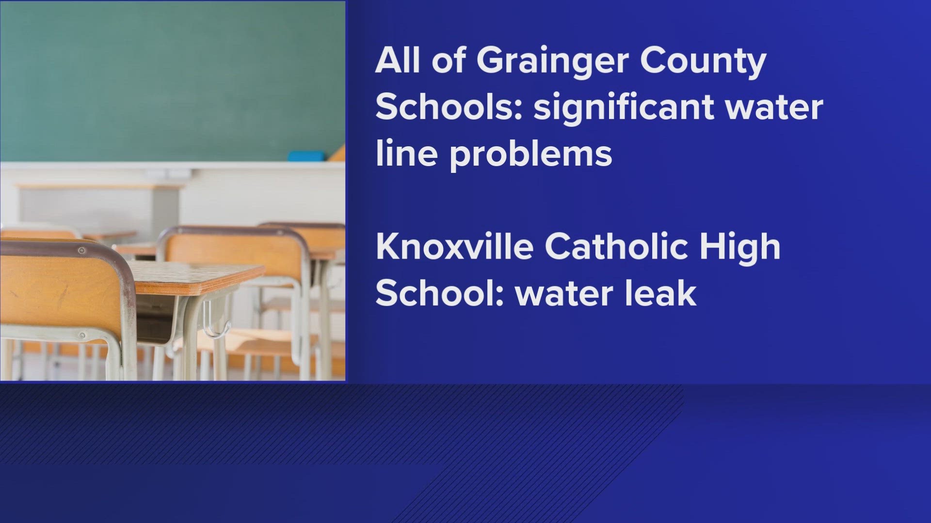 Knoxville Catholic High School said the water leak was found in the "B" building and would not have water available on Friday.