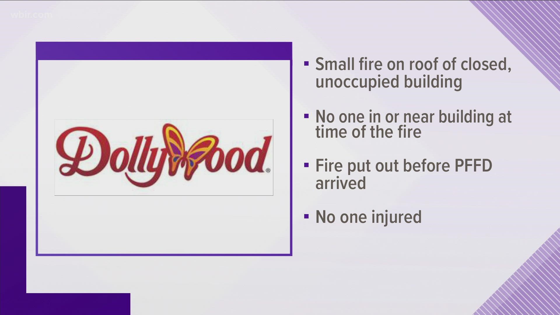 A Dollywood spokesperson says that the fire originated in a heating and air conditioning unit on top of an unoccupied building.