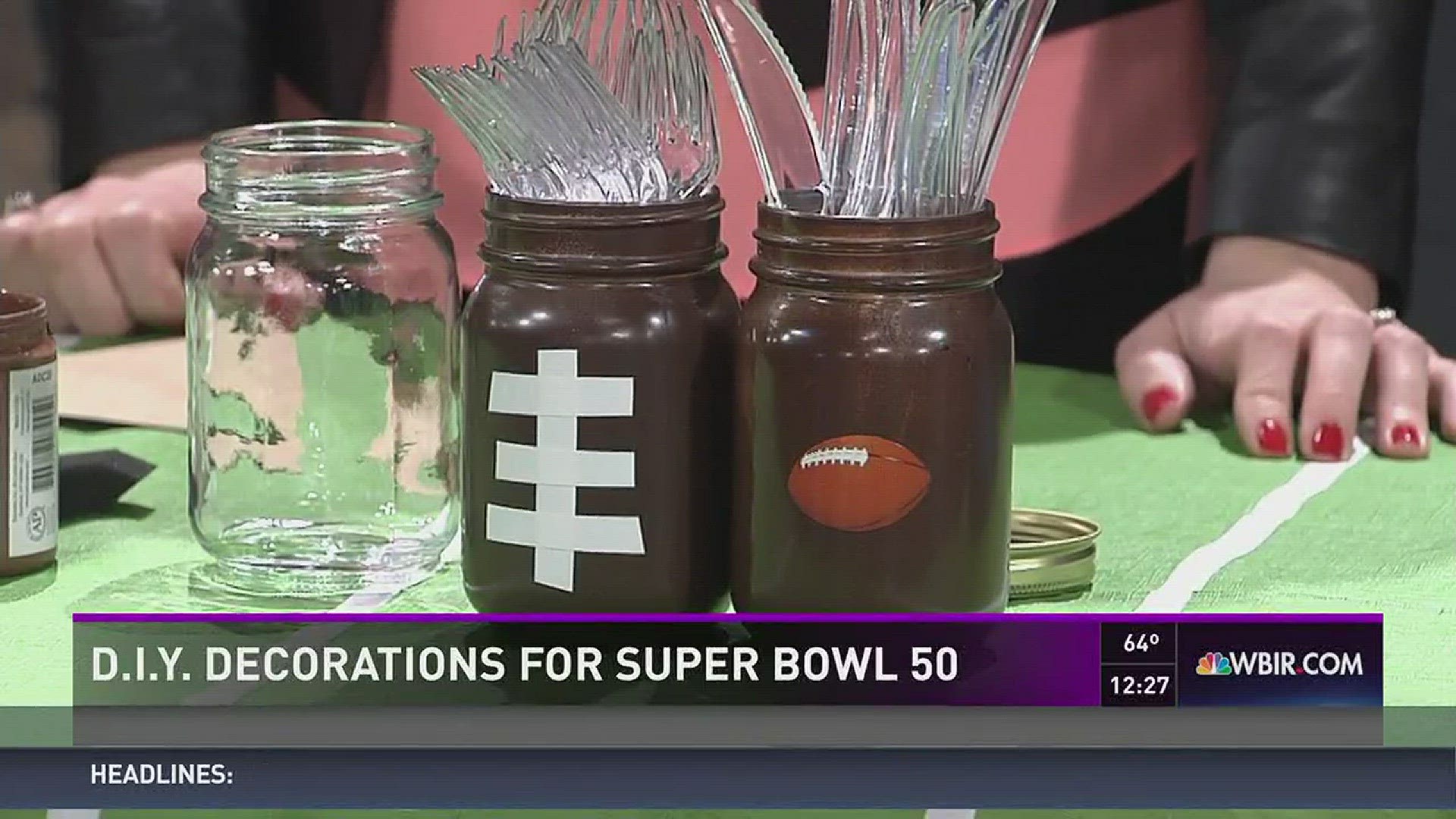 Tanner Bell from the blog "A Little Craft in Your Day" shows off football-themed crafts any Broncos or Panthers fan will love.