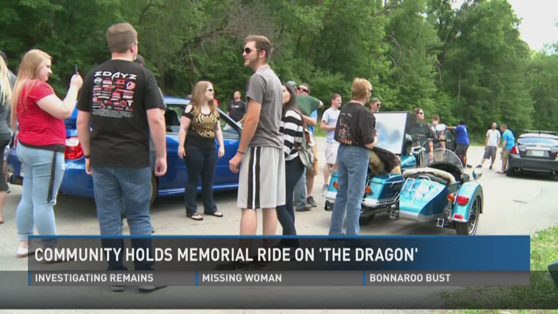 Around 80 drivers rallied on Saturday to remember two men who died in a crash on the stretch of U.S. 129 known as The Dragon.