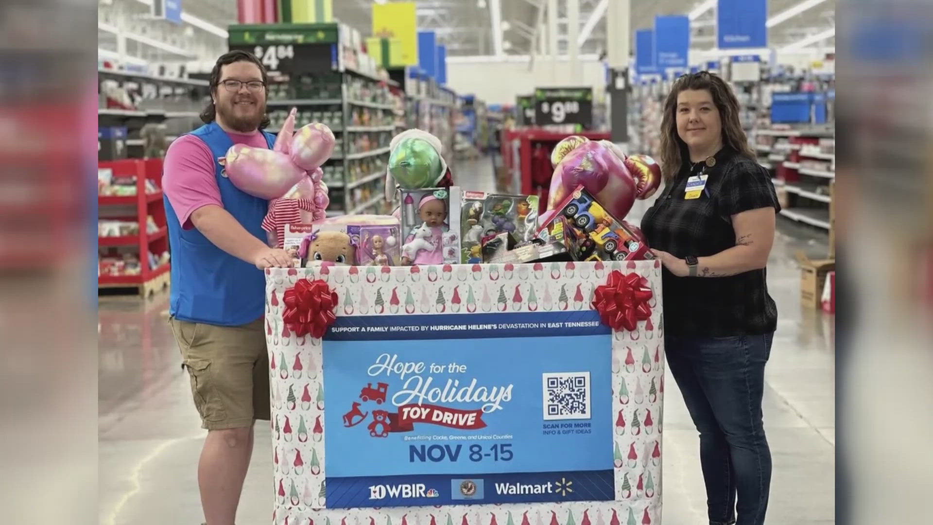 WBIR partnered with Walmart and the FBI Knoxville Citizens Academy. We are collecting toys for children in three East Tennessee counties recovering from Helene.