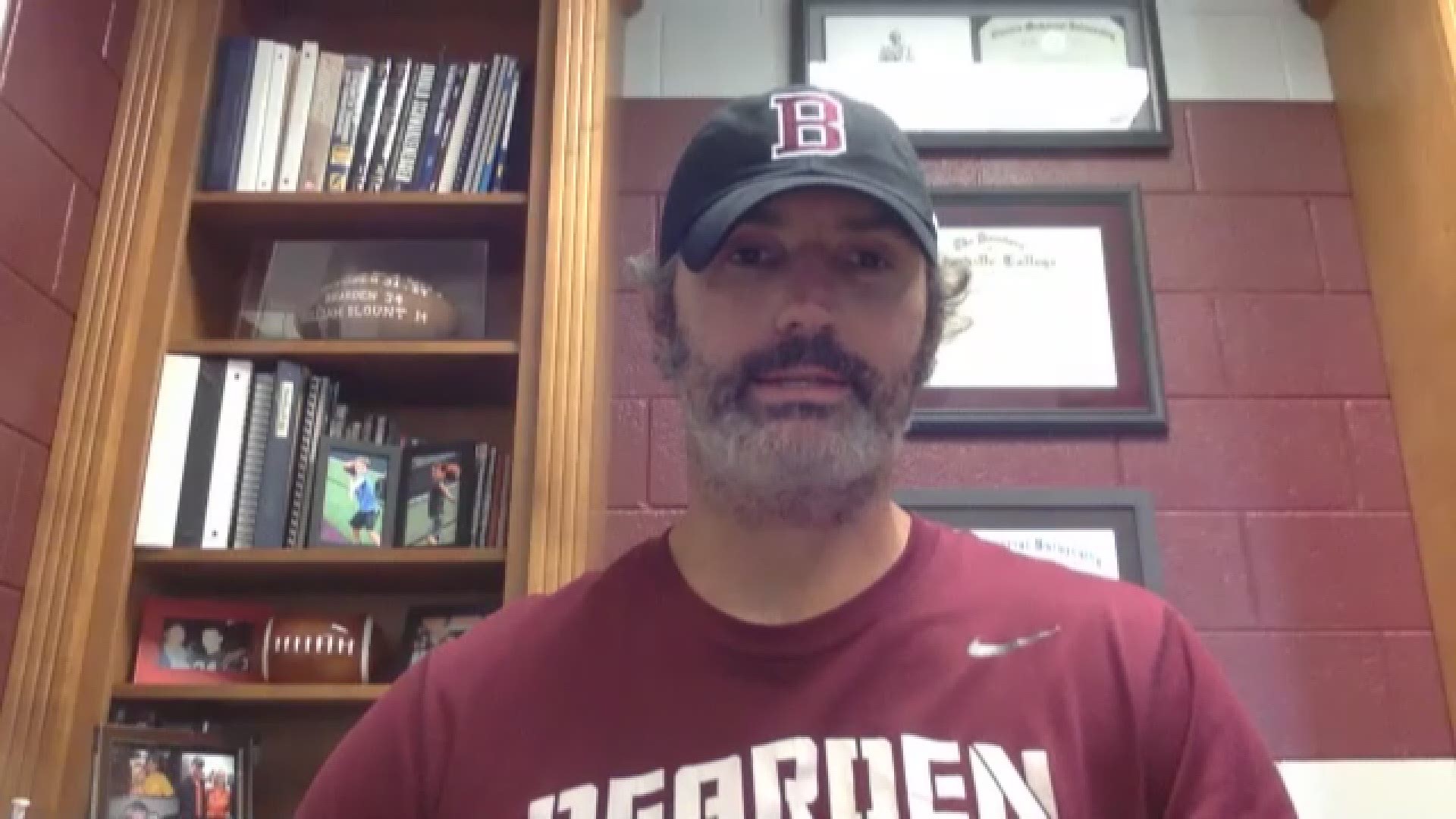 Bearden Football's head coach Morgan Shinlever reacts to the TSSAA's