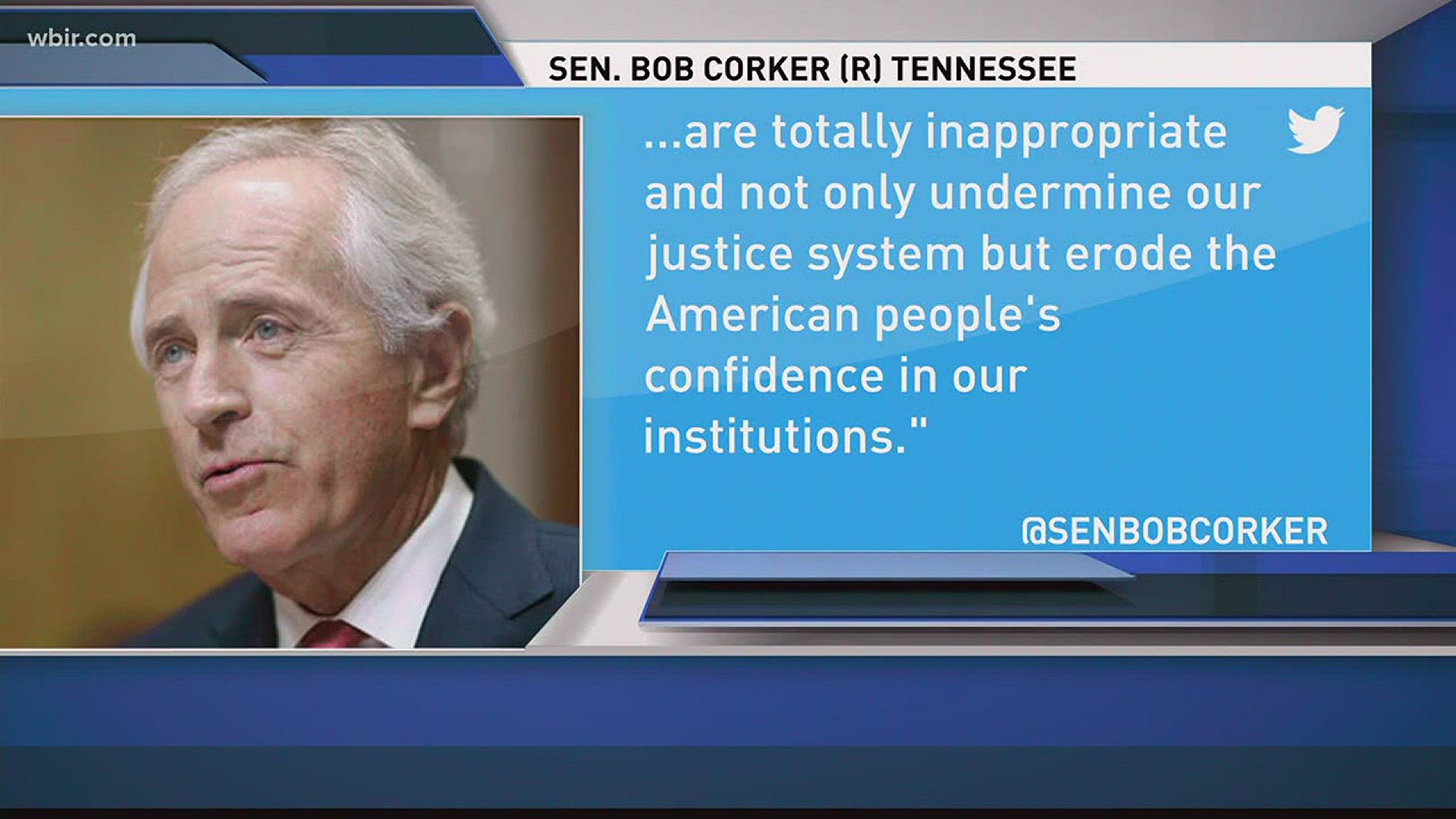 Nov. 3, 2017: Sen. Bob Corker once again taking aim again at the president on Twitter. This time about his stance on the Justice Department.