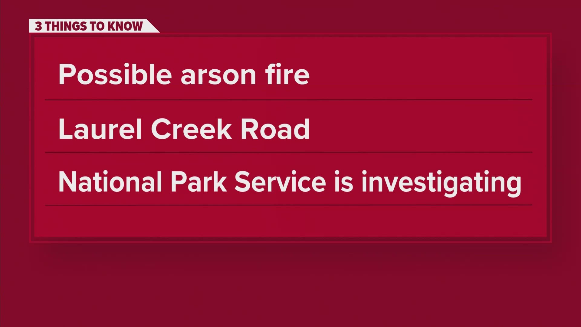 The National Park Service said the fire was extinguished Tuesday afternoon.