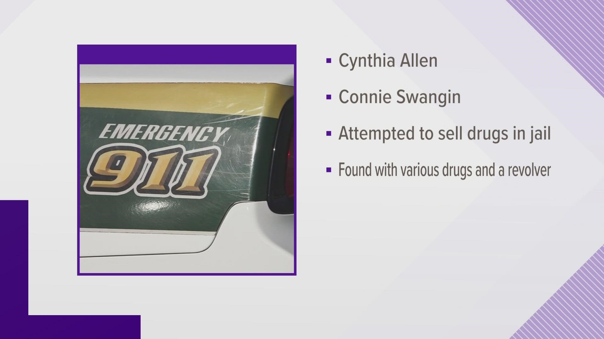 Deputies said they stopped two women and found a container with 65 grams of a "white, crystal substance."