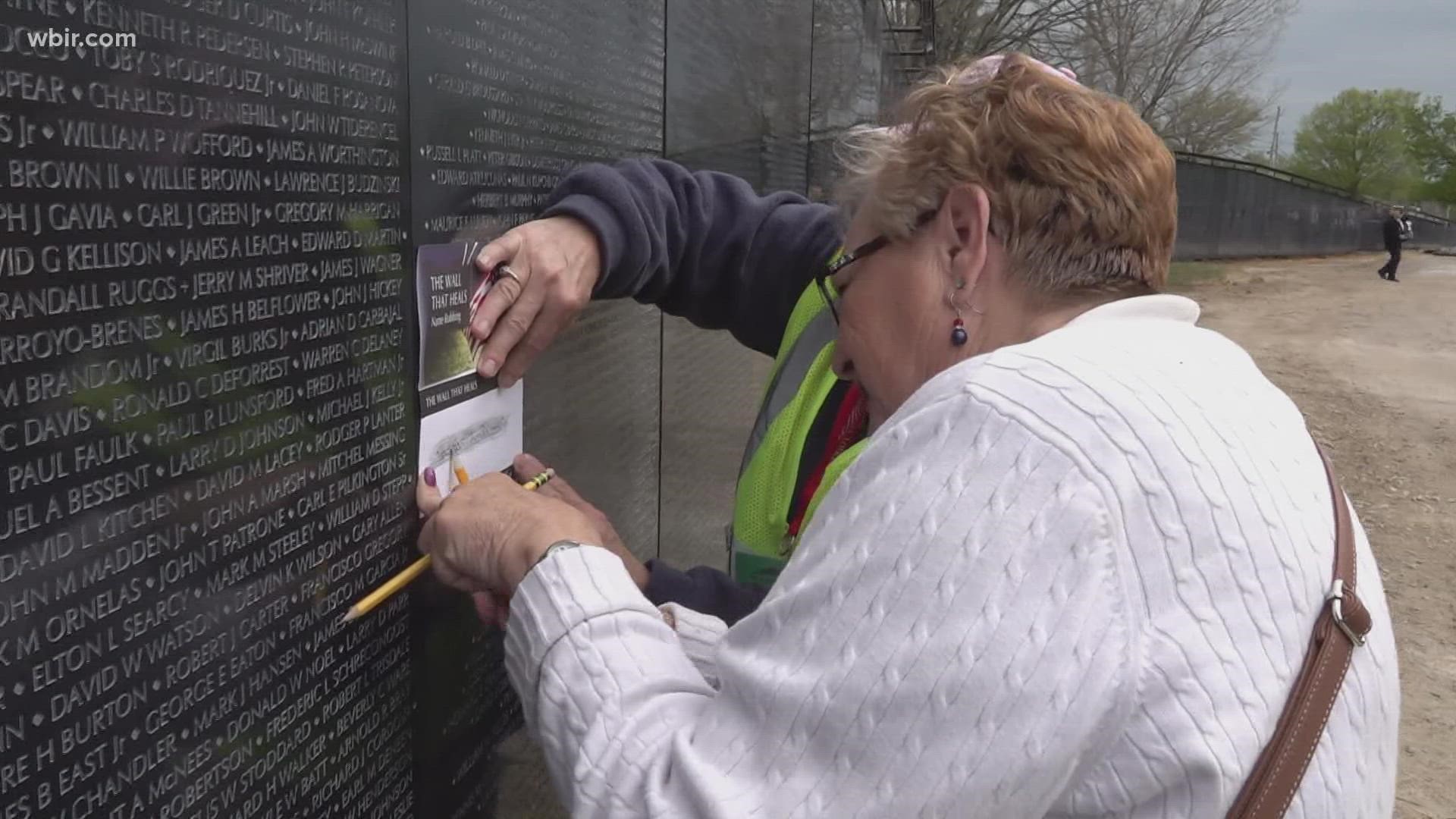 The wall is a memorial wall that travels around the country to honor veterans.