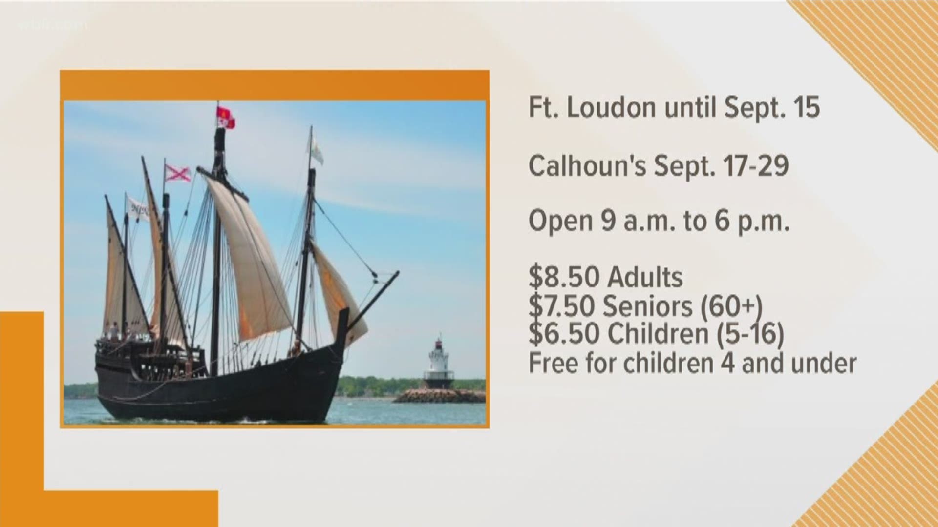 This September, you can can take a step back in time in Lenoir City and Knoxville. 10News reporter Leslie Ackerson is setting sail this morning and giving us a little history lesson aboard some special replica ships.