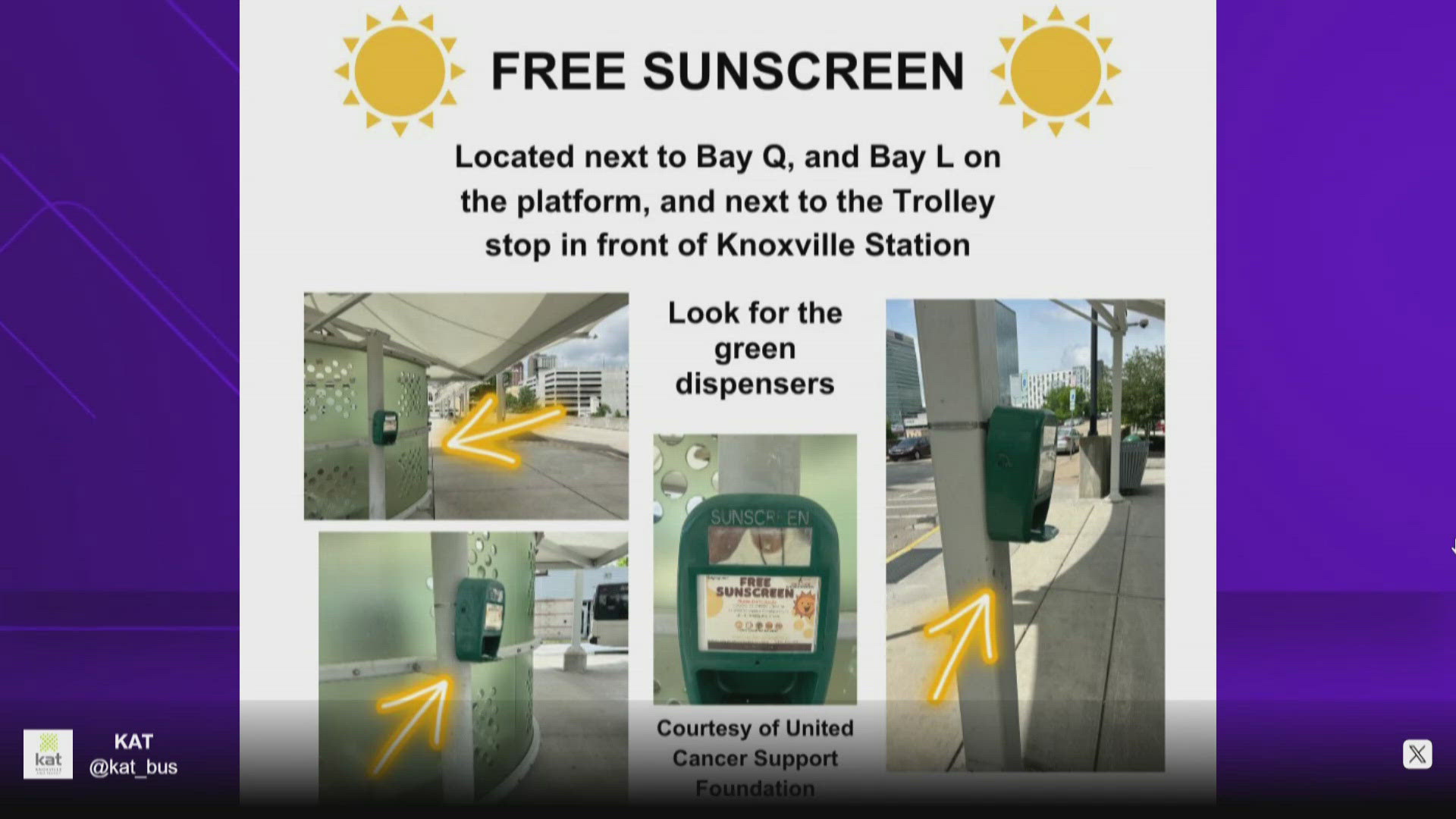 Knoxville Area Transit said the sunscreen was provided by the United Cancer Support Foundation.