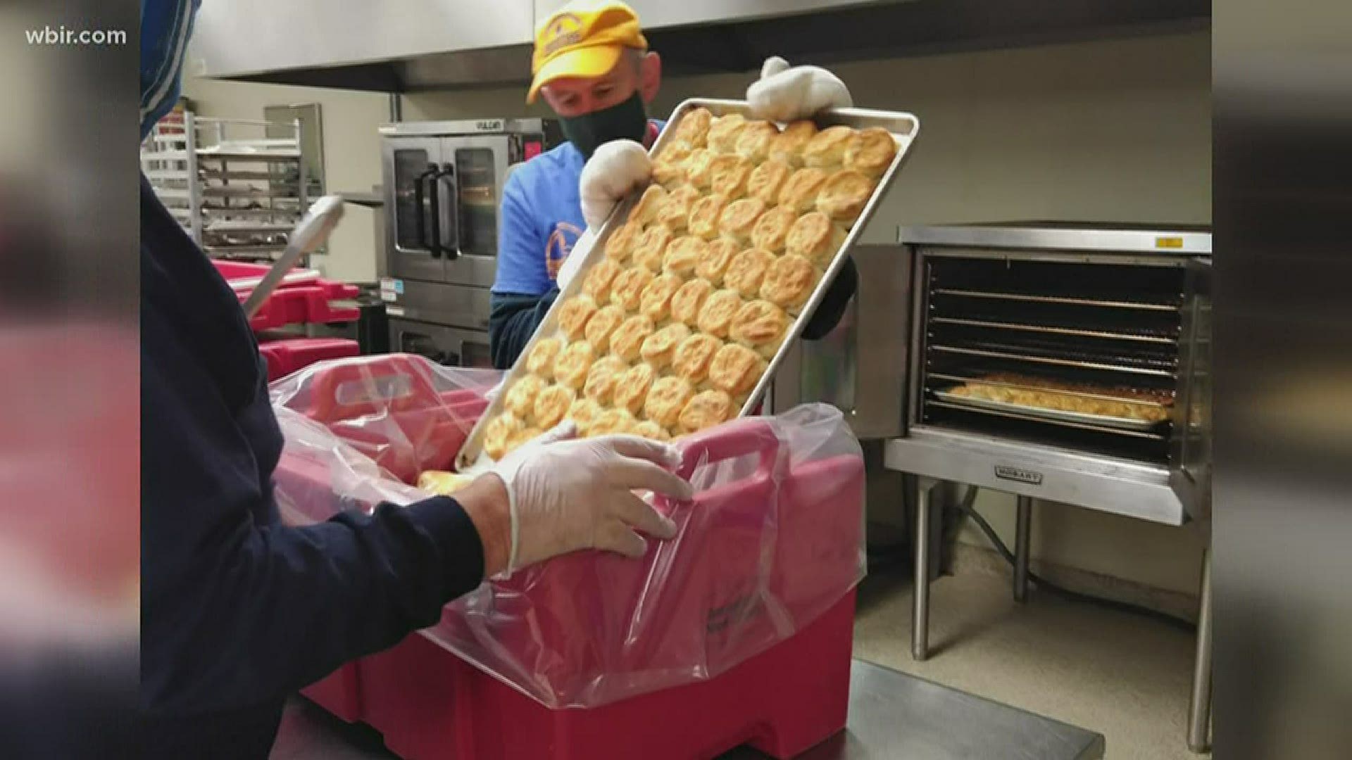 At 3:30 in the morning, a team working with Knox County Disaster Relief starts cooking 350 breakfast meals for Knox Area Rescue Ministries.