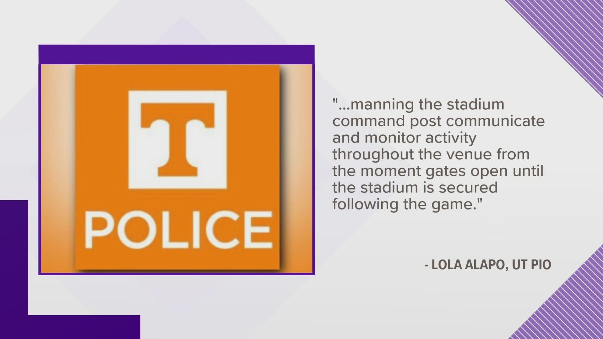 UT police are reminding fans to follow safety protocols. They will have event staff, law enforcement and security personnel present throughout the stadium.