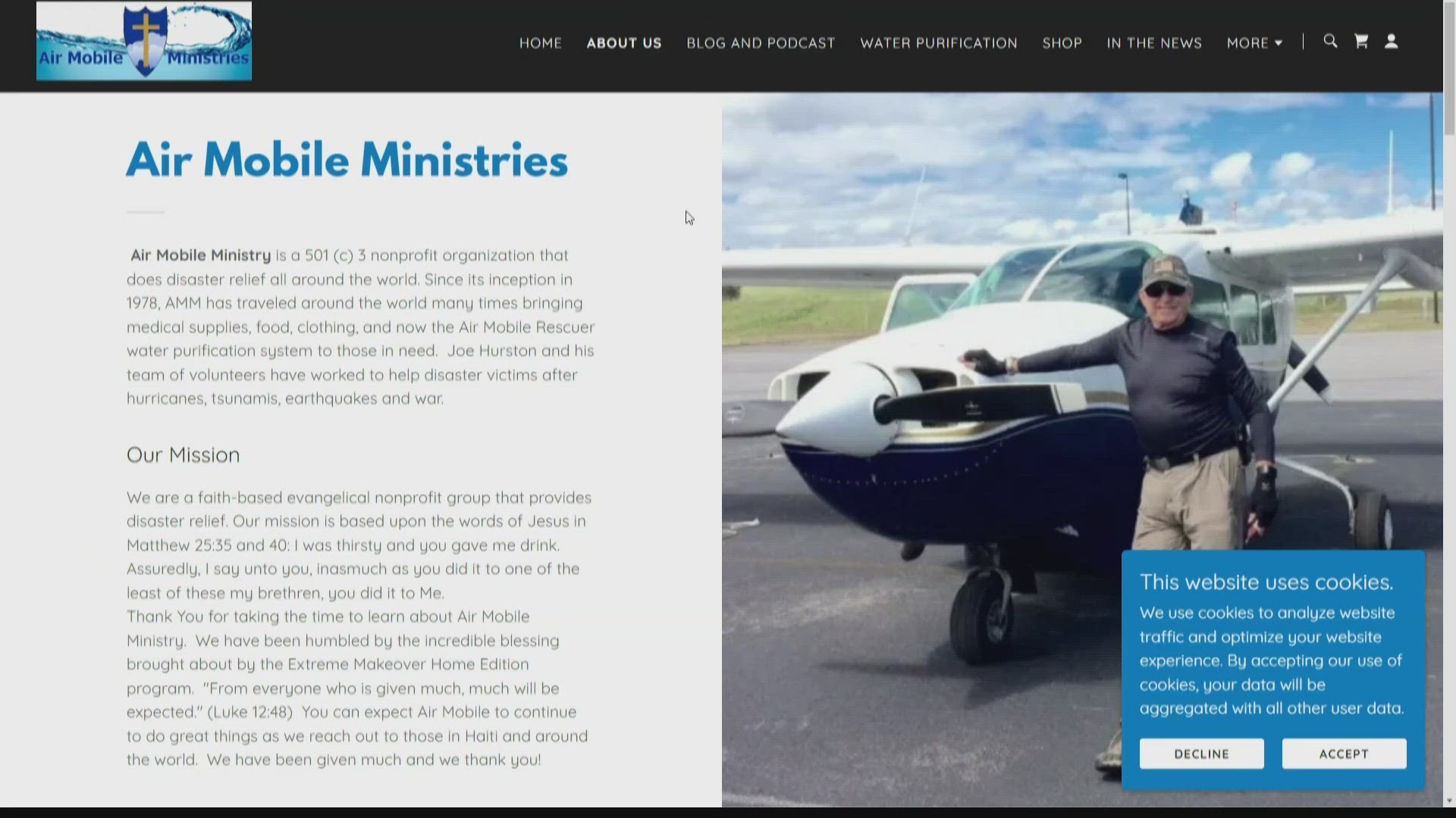 Joe Hurston founded Air Mobile Ministries in 1978 and since its start, he's traveled all over the world providing fresh, clean water to those in need.