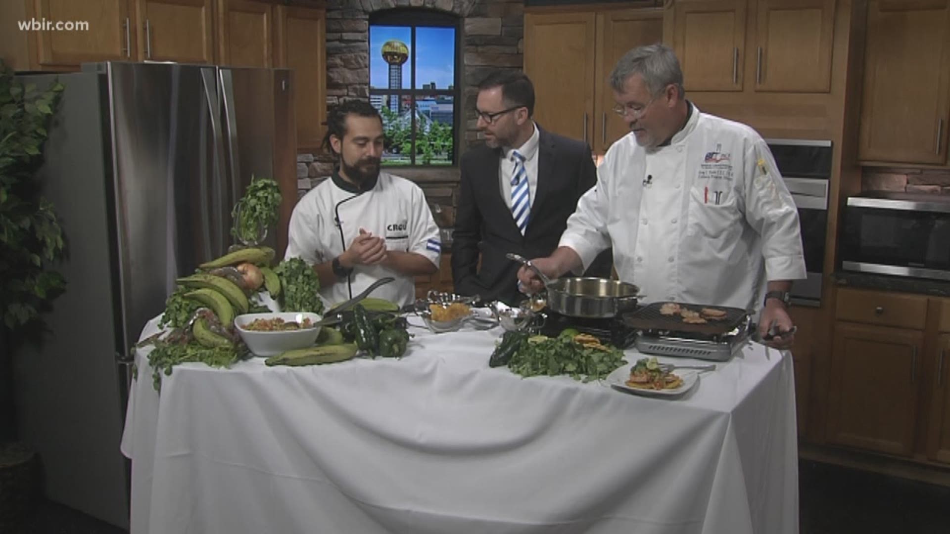University of Tennessee's Culinary and Catering program shares how to make deep fried plantains and shrimp.