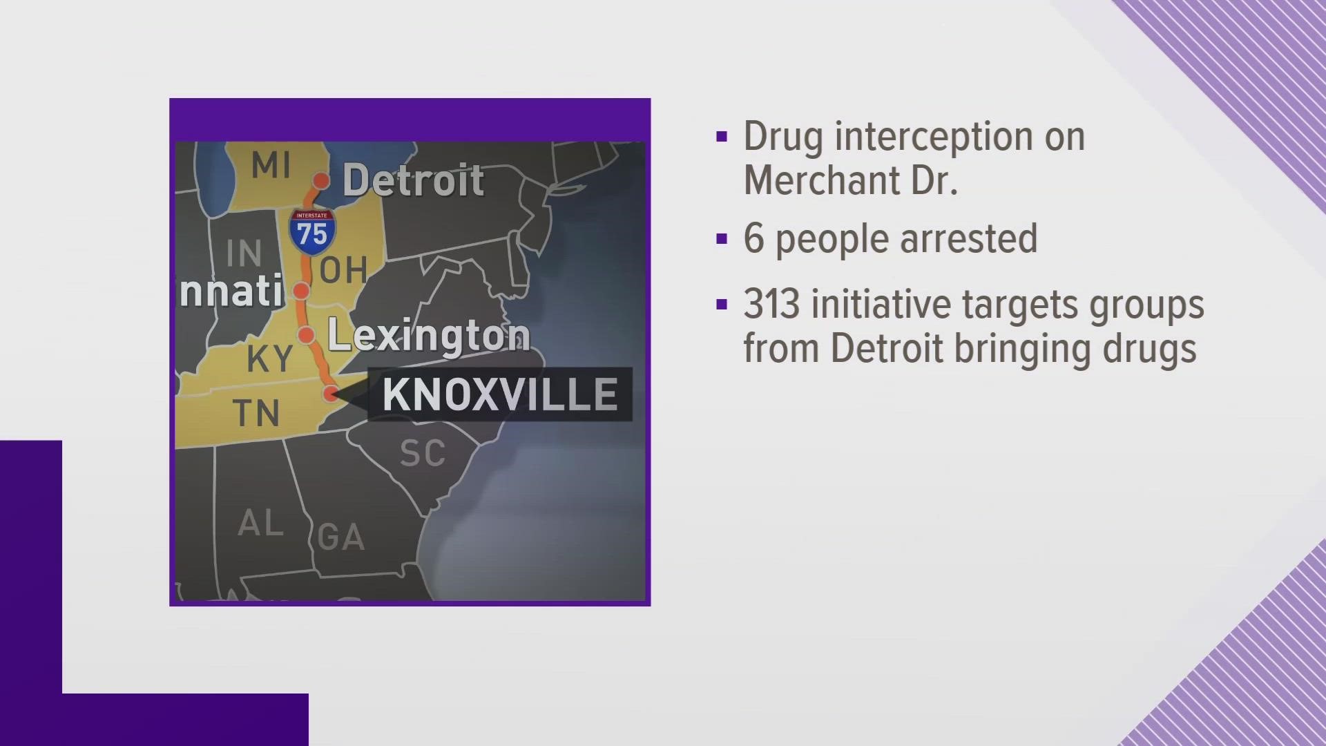 Authorities said they were arrested as part of the "313 Initiative," which aims to stop a pipeline of illegal drugs between Knoxville and Detroit.