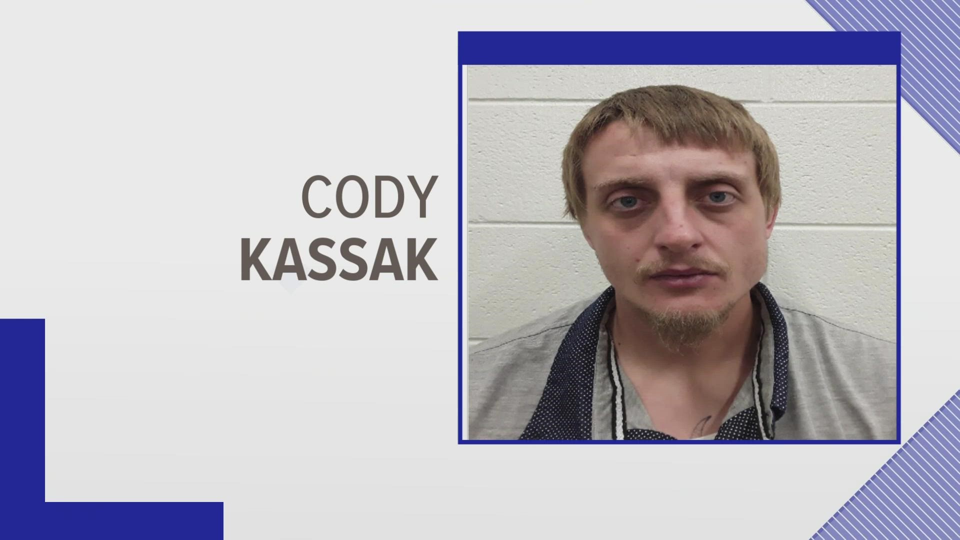 Cody Kassak is also charged with tampering with evidence and filing a false report.