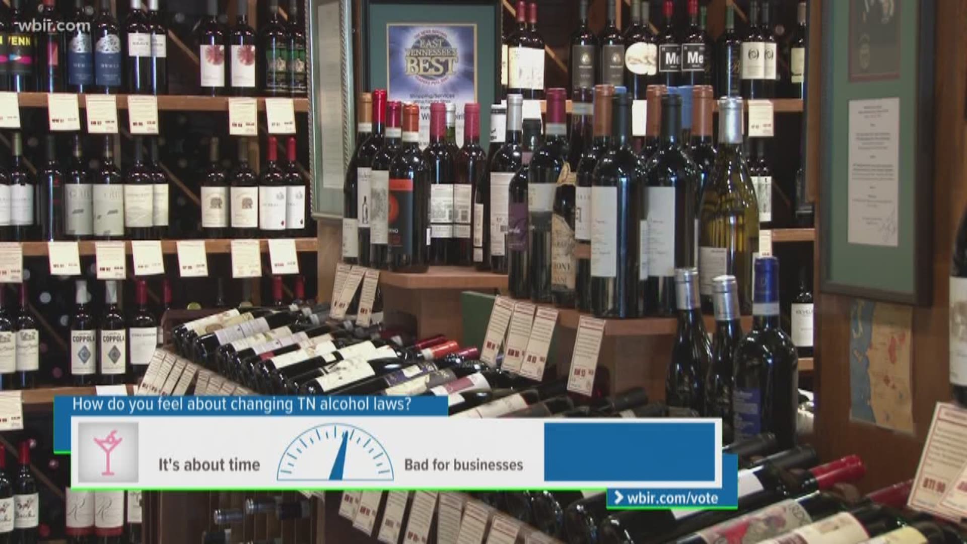April 10, 2018: East Tennessee business owners are sharing mixed opinions on a bill that would allow Sunday wine sales and liquor store operations.