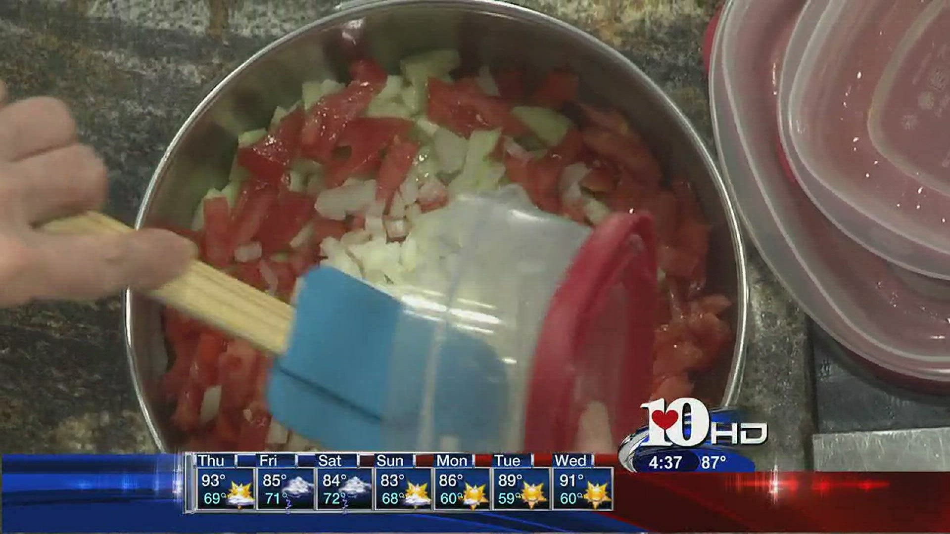 June 15, 2016Live at Five at 4Olivia Sipe prepares a cucumber salsa recipe. Miss Olivia's Table is located at 1108 W Broadway Avenue in Maryville, phone is (865) 983-7711