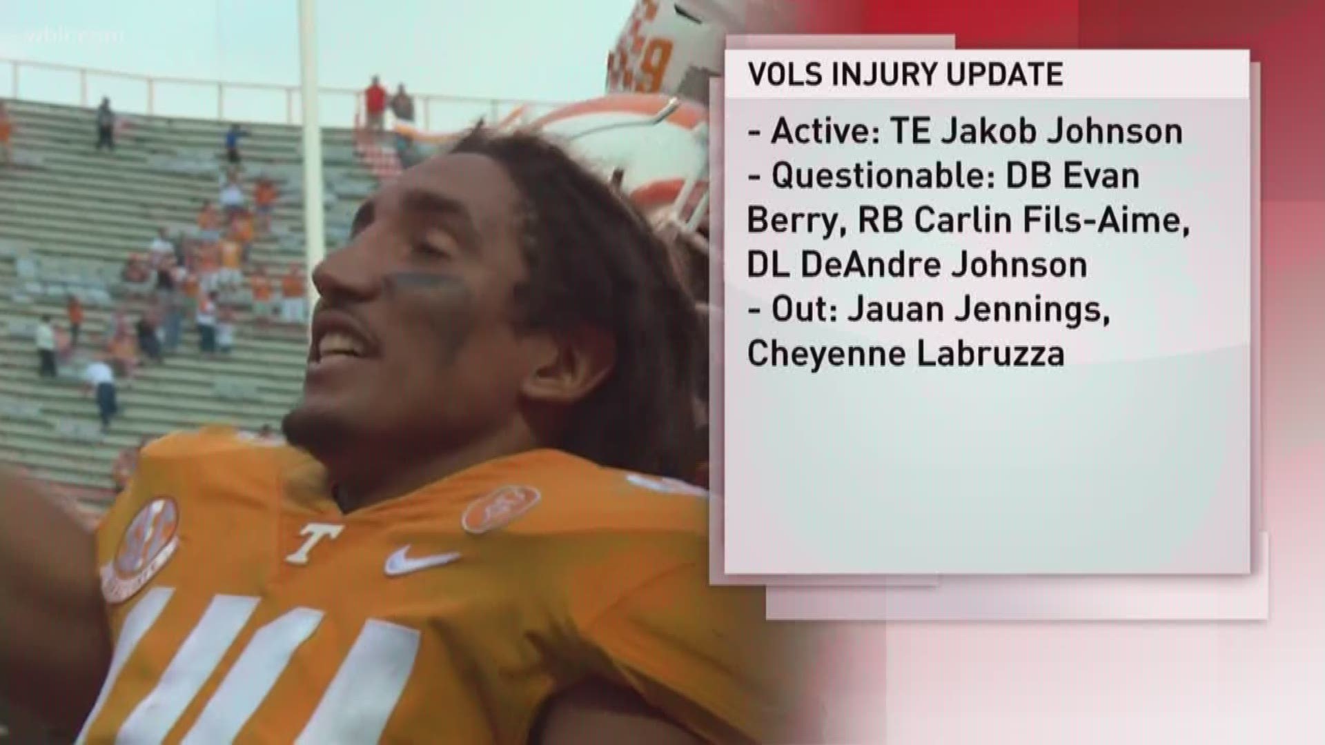 Evan Berry is questionable, and Jakob Johnson will return for the Alabama game.