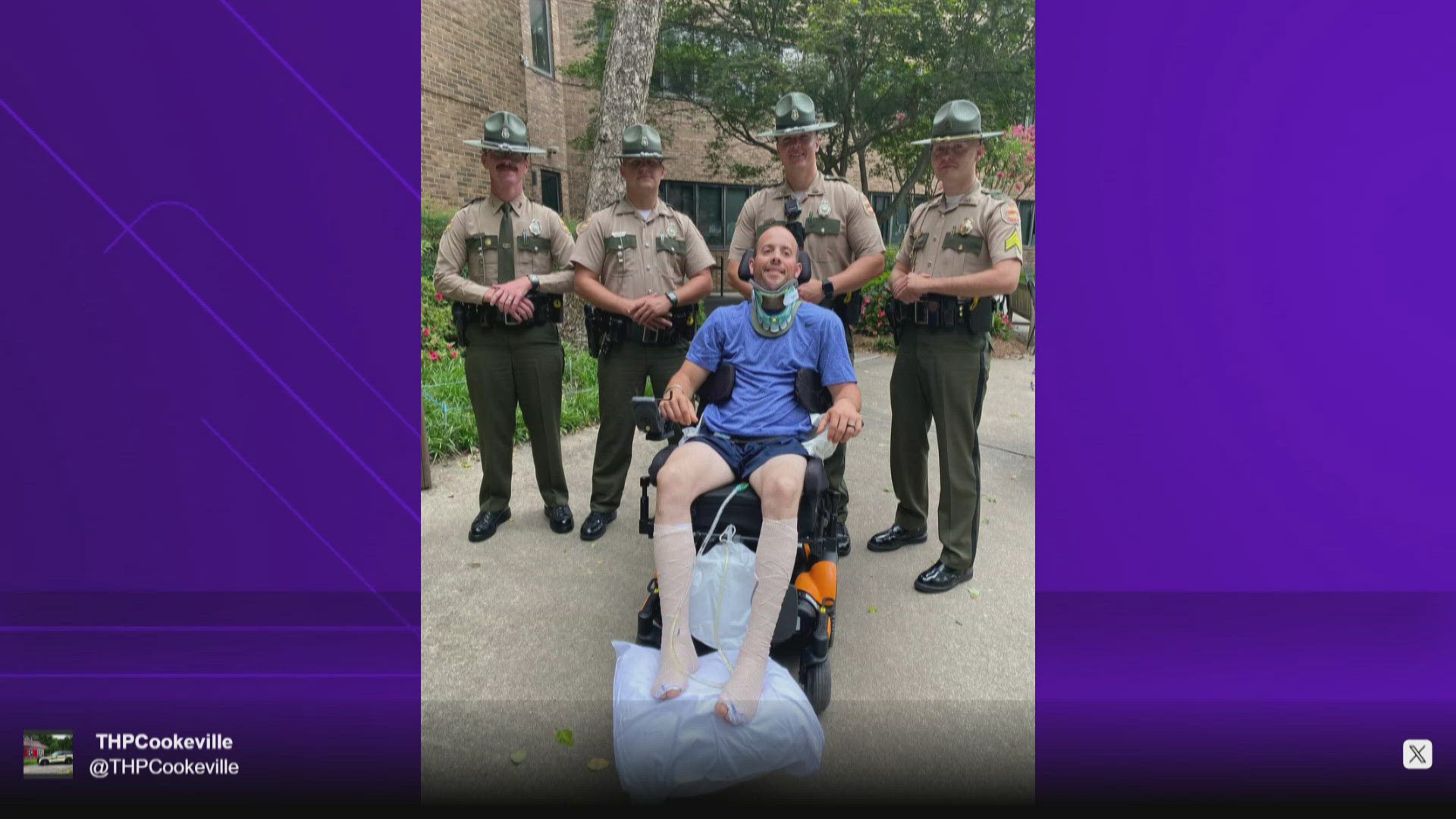 According to THP Cookeville, Trooper Adam Cothron is in a rehabilitation center in Georgia.