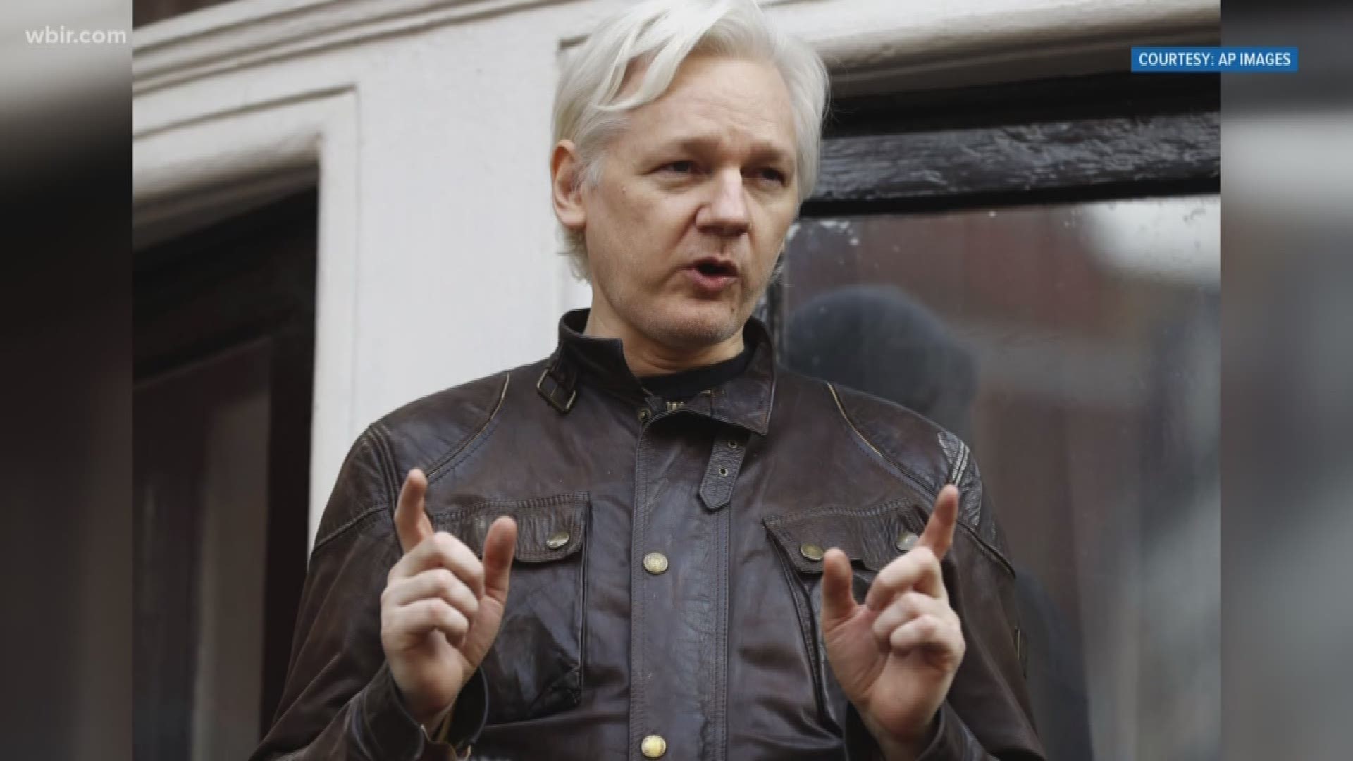 Wikileaks founder Julian Assange at the Ecuadorian embassy in London.