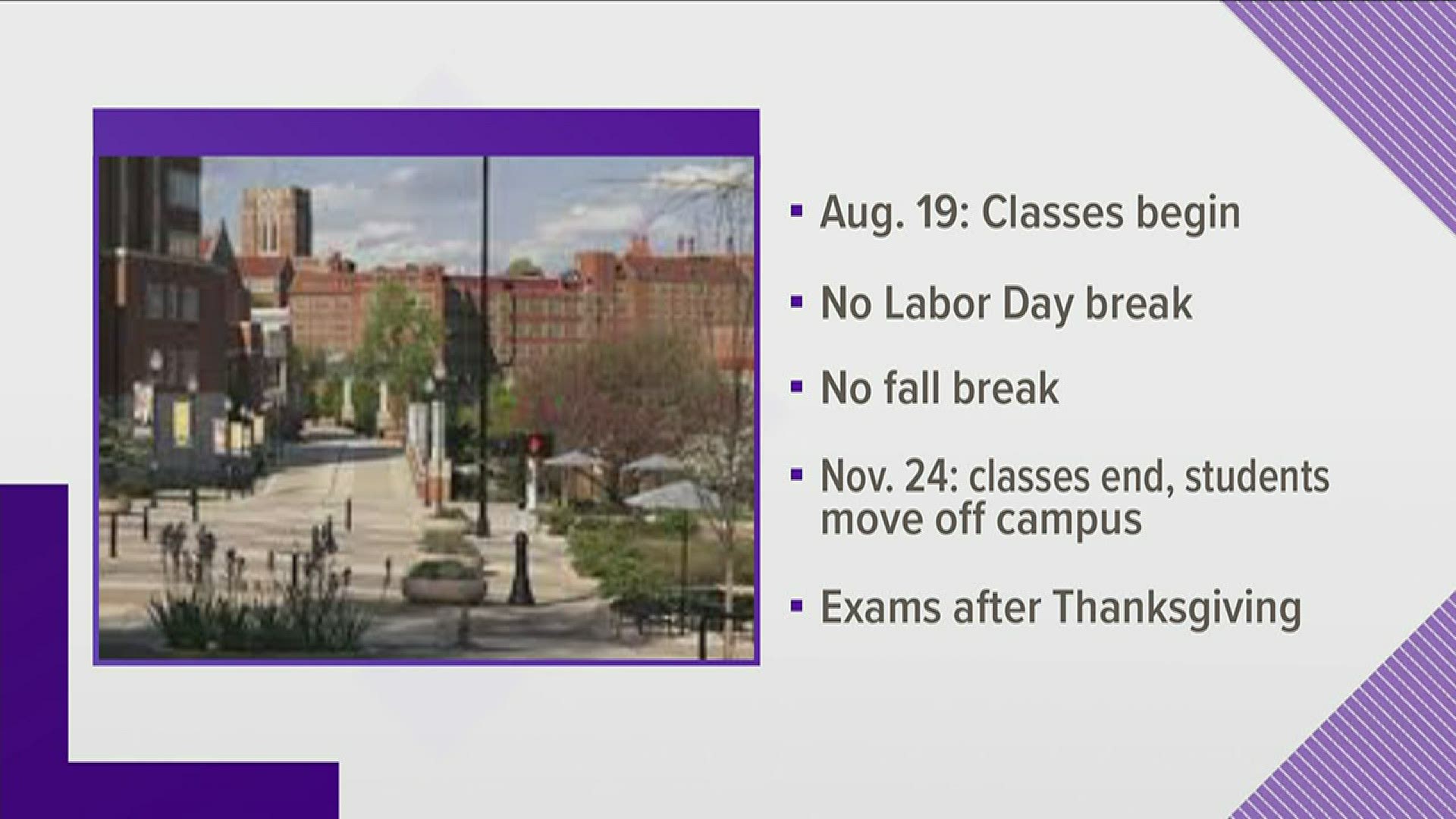 UT on Tuesday released calendar details about the fall semester amid virus concerns.