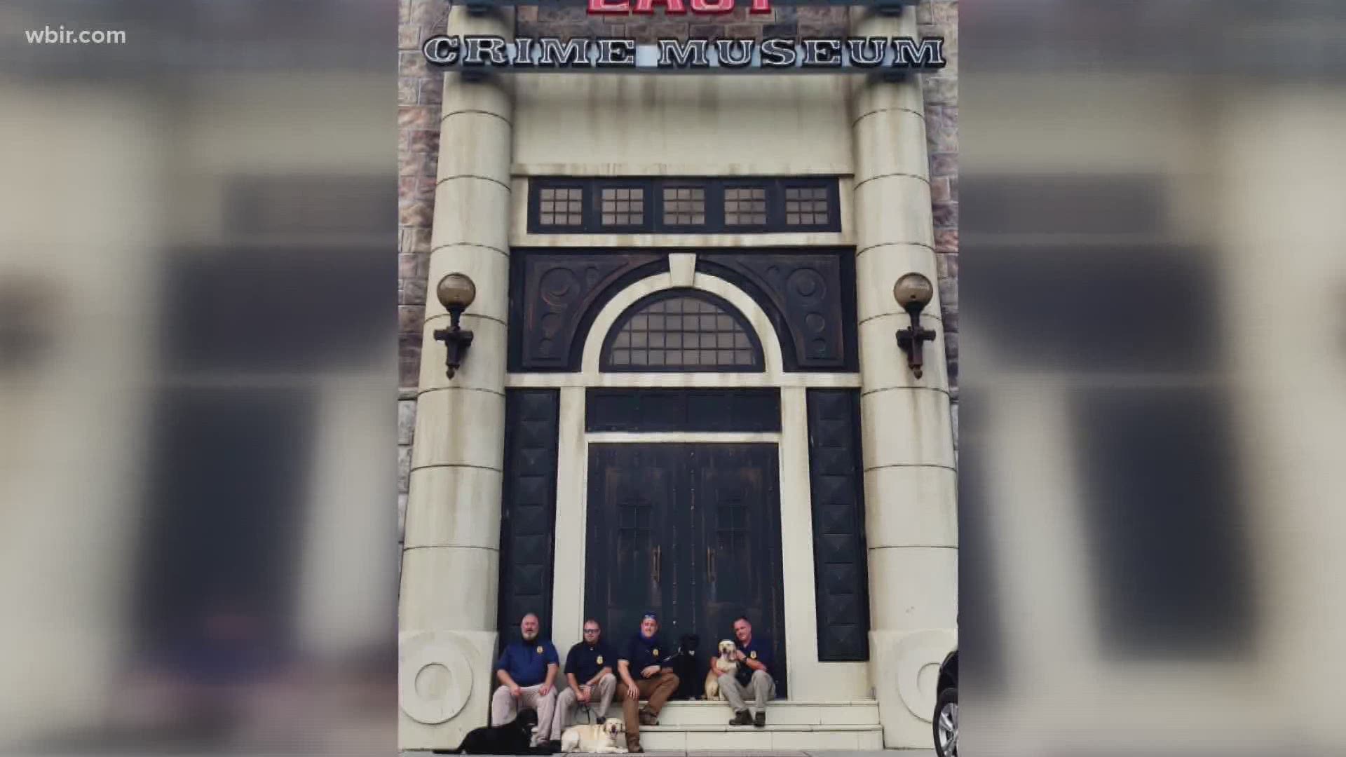 Four K9 special agents and their handlers visited the TBI temporary exhibit at the Alcatraz East Crime Museum that featured the K9s themselves.