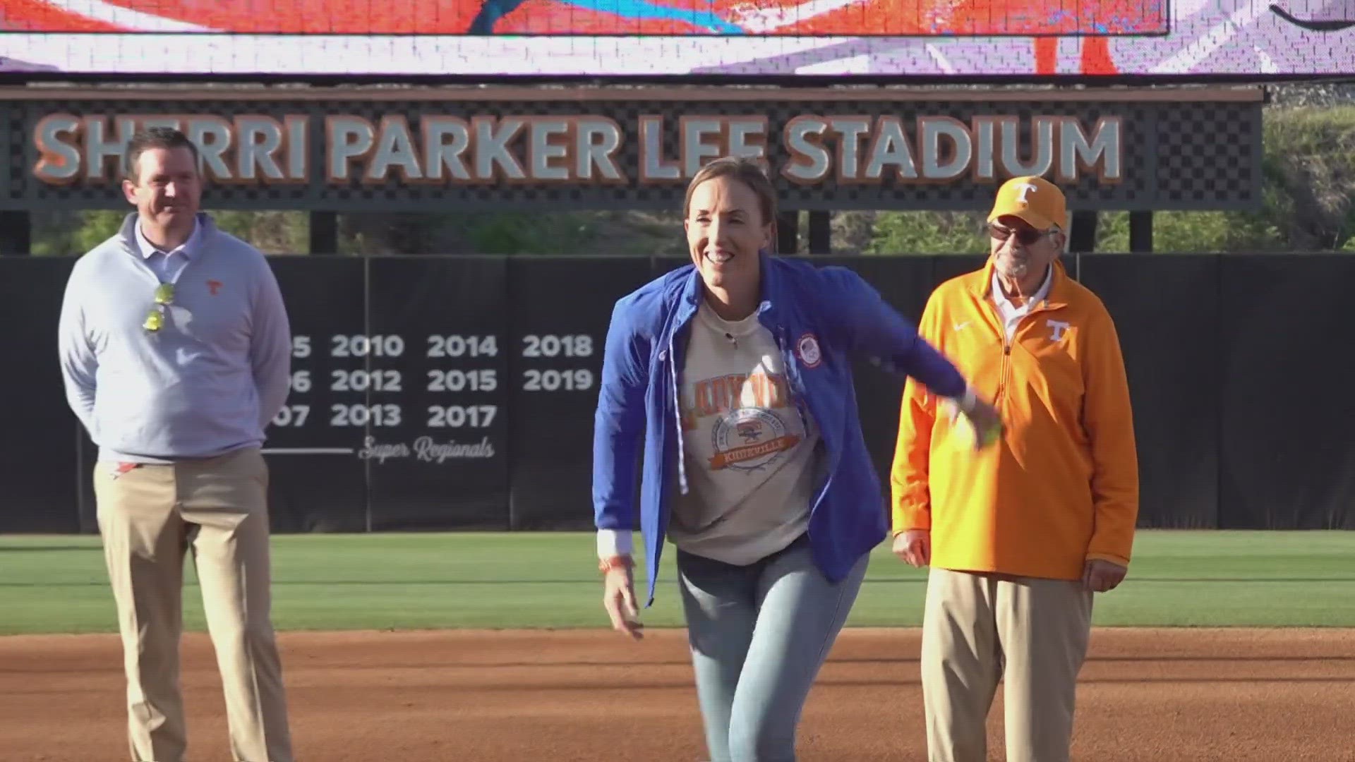 The former Lady Vol pitcher and Olympian announced her retirement in February. Abbott threw out the first pitch prior to Tennessee's game against Florida on Monday.