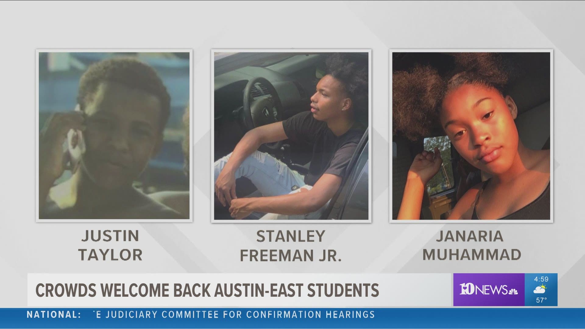 A crowd welcomed back grieving Austin-East High School students Monday.