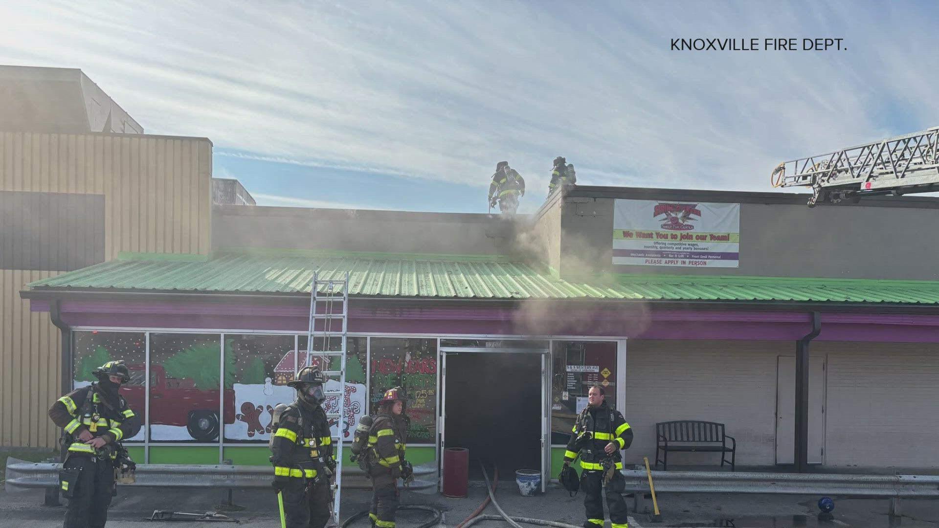 The Knoxville Fire Department is responding to a working fire at the Strike and Spare bowling alley on Western Avenue.