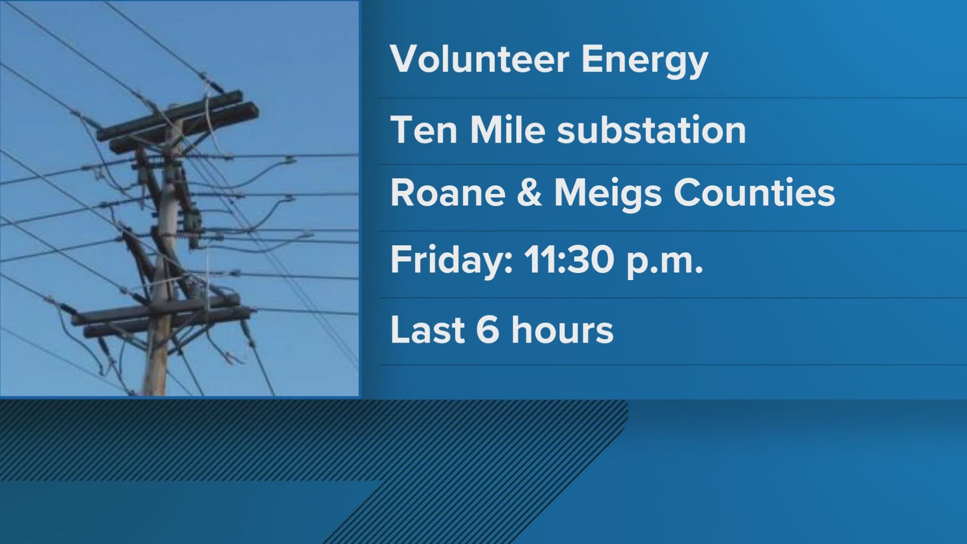 The purpose of the outage is to allow the Tennessee Valley Authority crews to safely work in the area, VEC said.