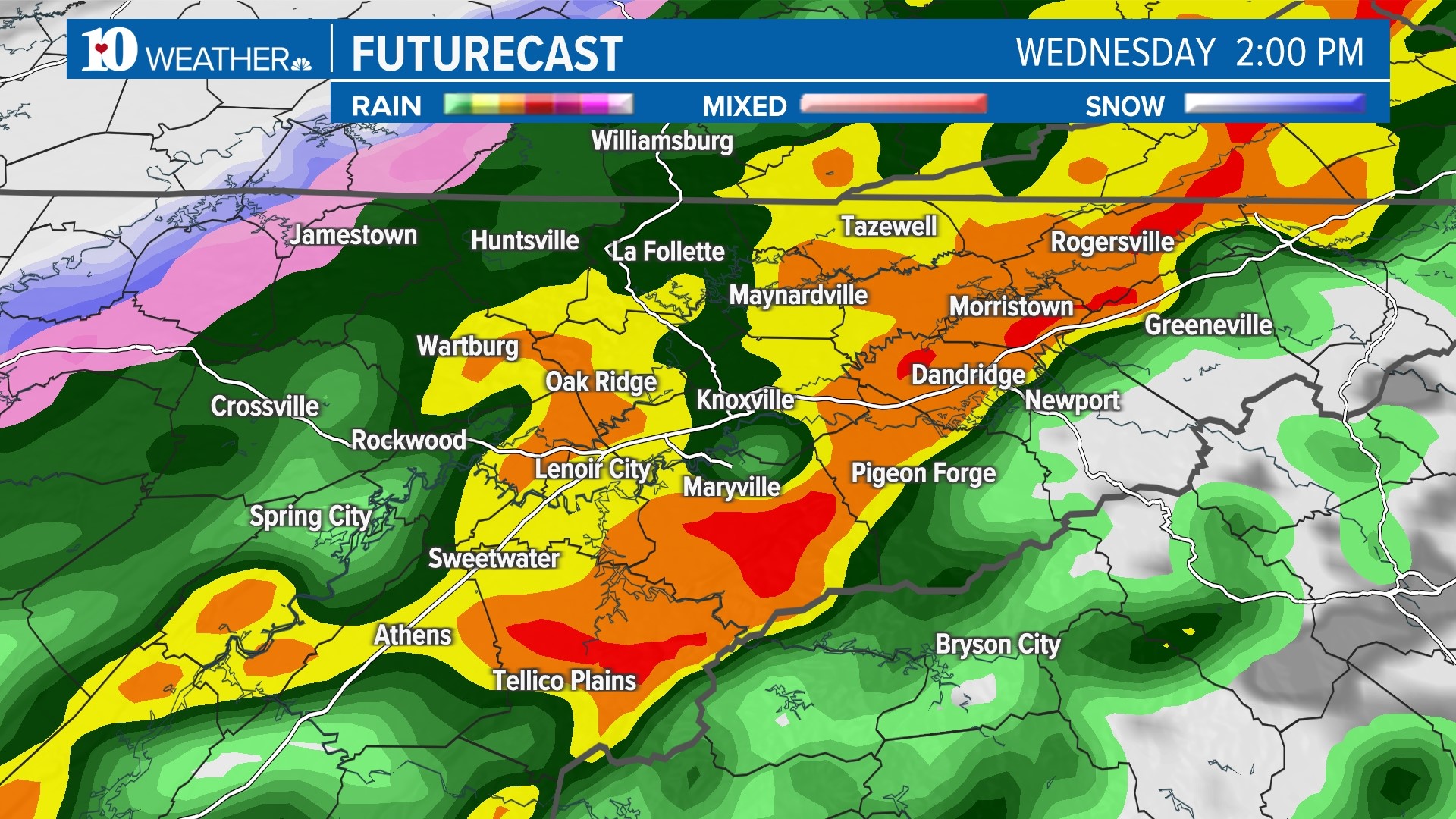 Periods of showers and possibly a few thunderstorms will be bringing more rain into east Tennessee this week.