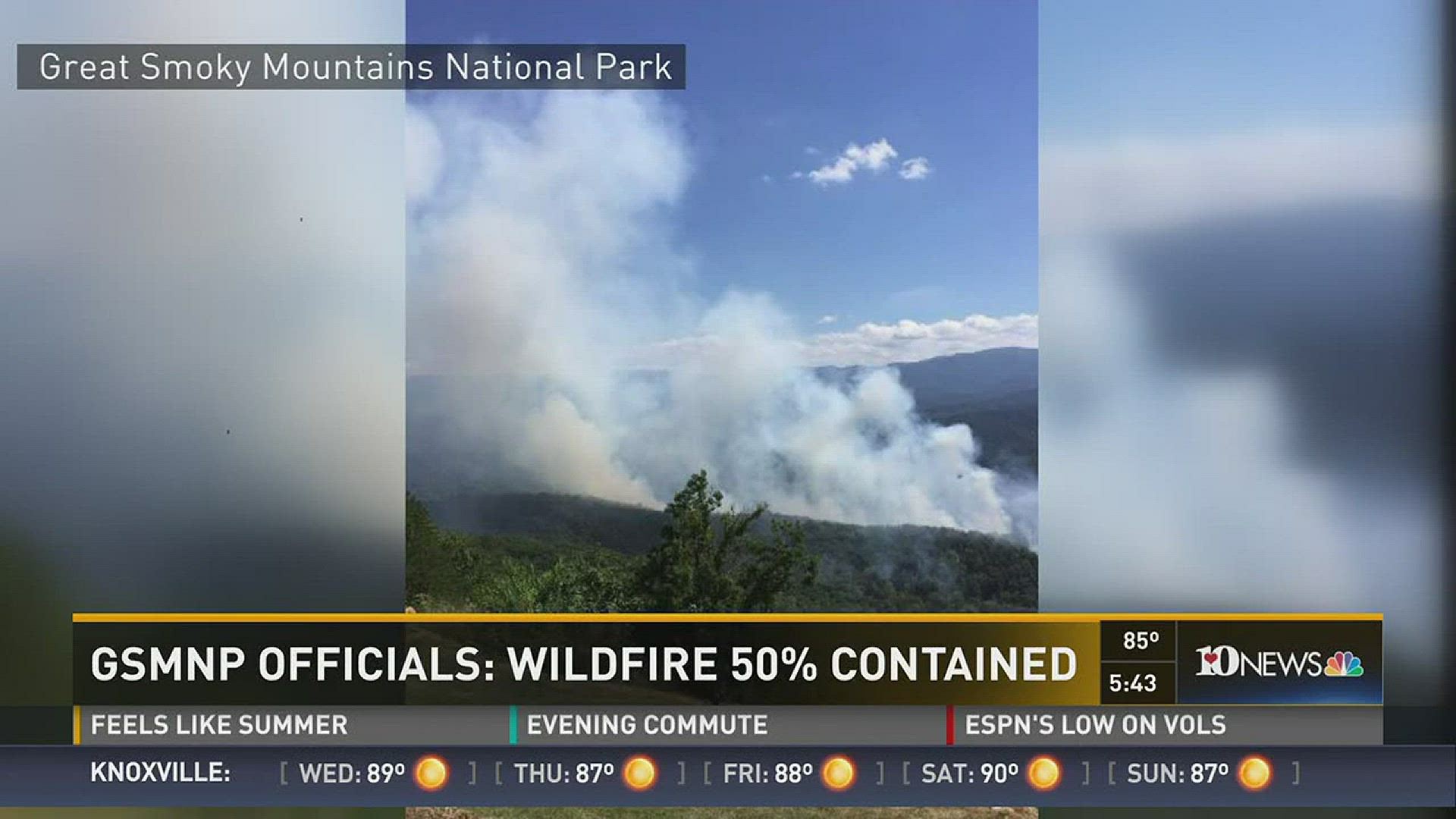 In the Smoky Mountains, the Happy Valley Ridge fire continues to burn.Earlier Tuesday, officials said 70 acres are still burning, but the fire is 50 percent contained.