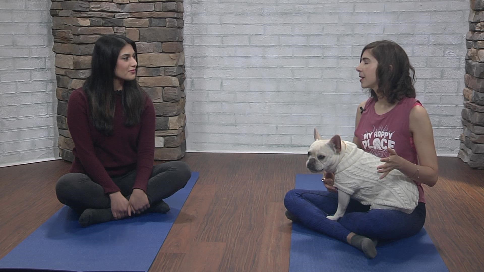 Jessica and Theodore stopped by to talk about free Saturday yoga classes and a special Friday class that is raising money to help children in Ukraine without heat.