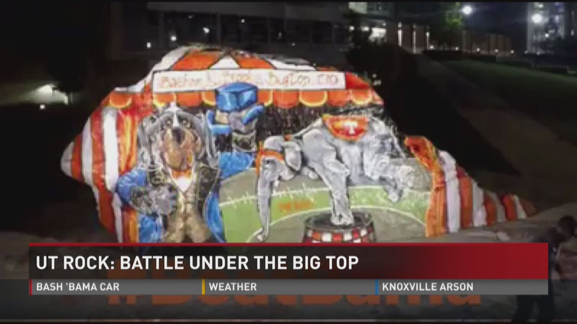 Oct. 15, 2016: UT student Payton Miller unveiled her latest masterpiece on the UT rock for the UT-Alabama game.