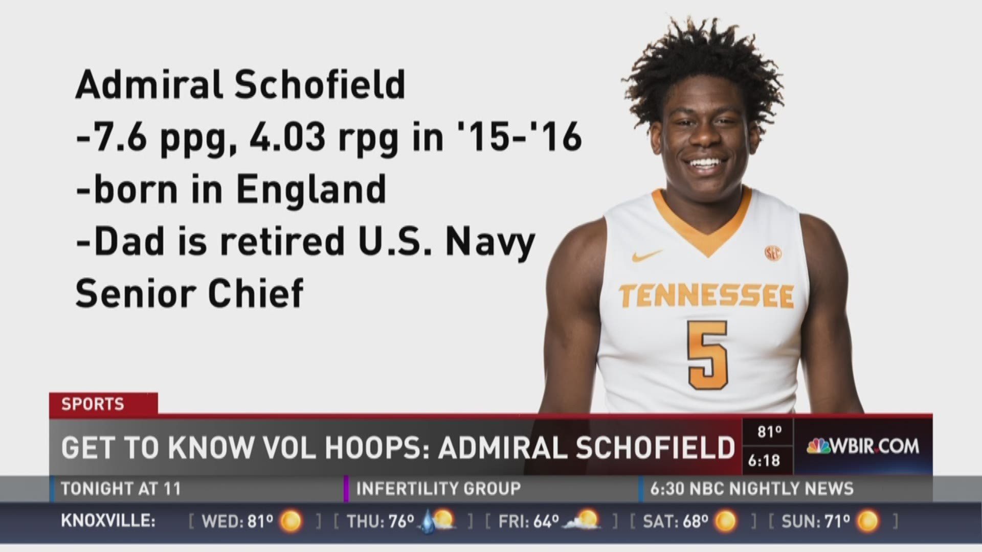 Tennessee sophomore forward Admiral Schofield is an interesting guy with many talents.