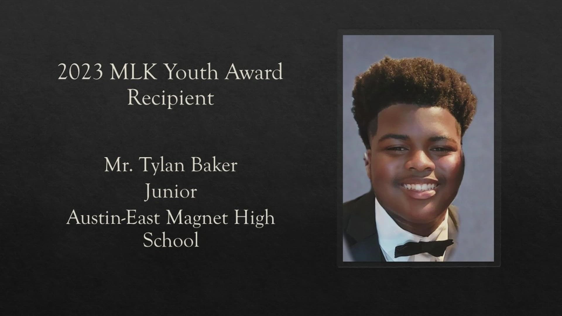 On January 16, 2023 the Martin Luther King, Jr. Commemorative Commission will honor Tylan Baker, 17, with their inaugural 'Youth Award'.  Jan 12, 2023-4pm
