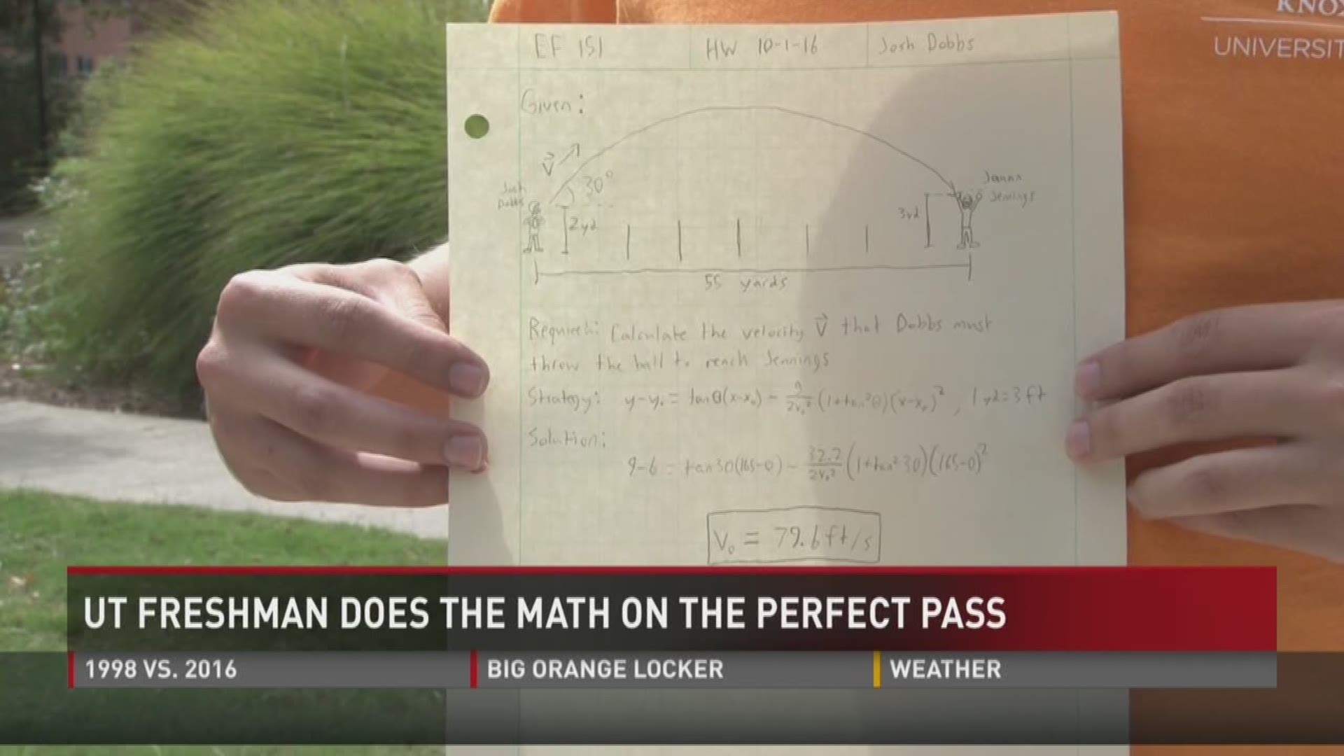 A UT engineering student crunched the math behind Josh Dobb's game-winning pass at Georgia.