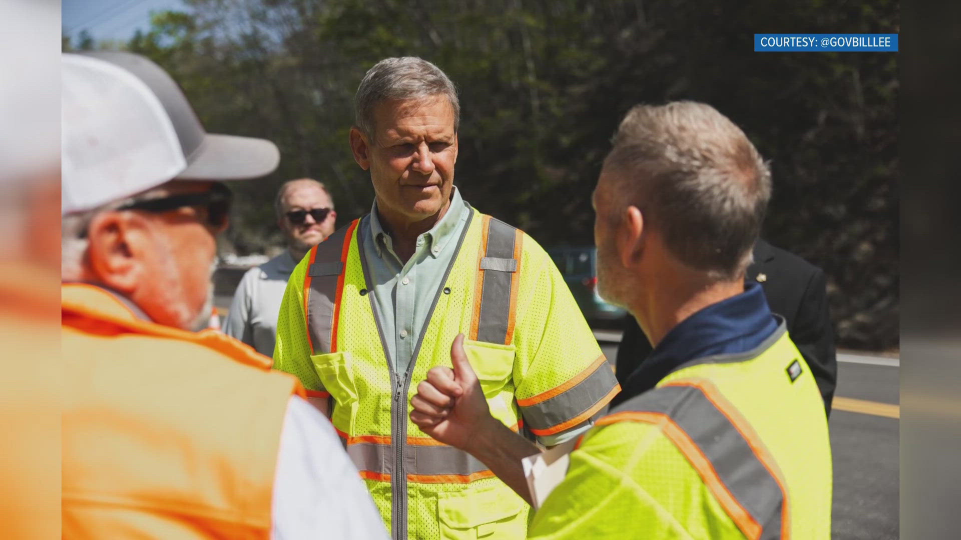Lee met with crews in Johnson City, where he got to see how they were able to fix significant road damage. 