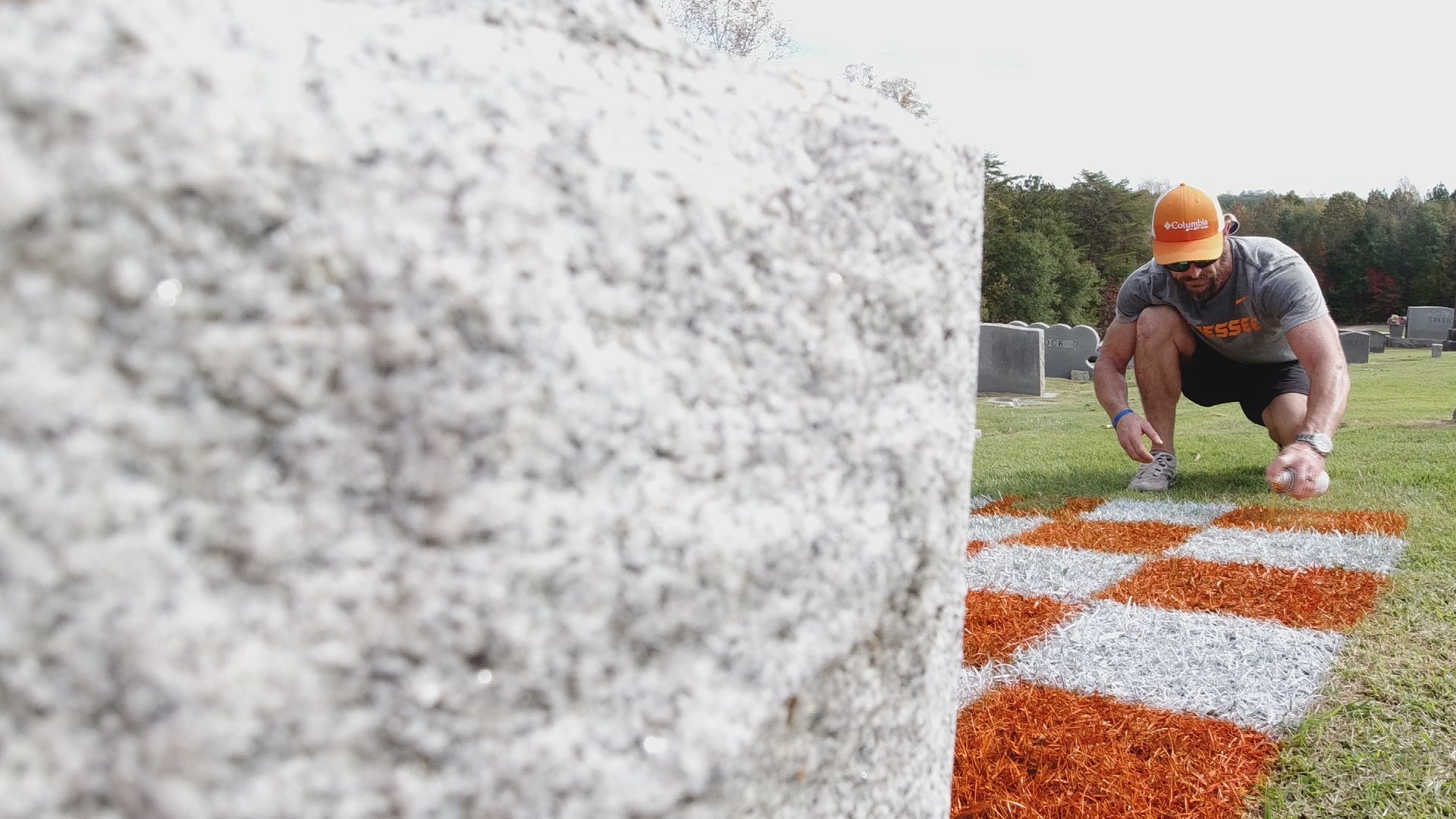 Before the UT and Alabama game, a Cleveland man made sure his own little piece of the end zone is squared away in paint.