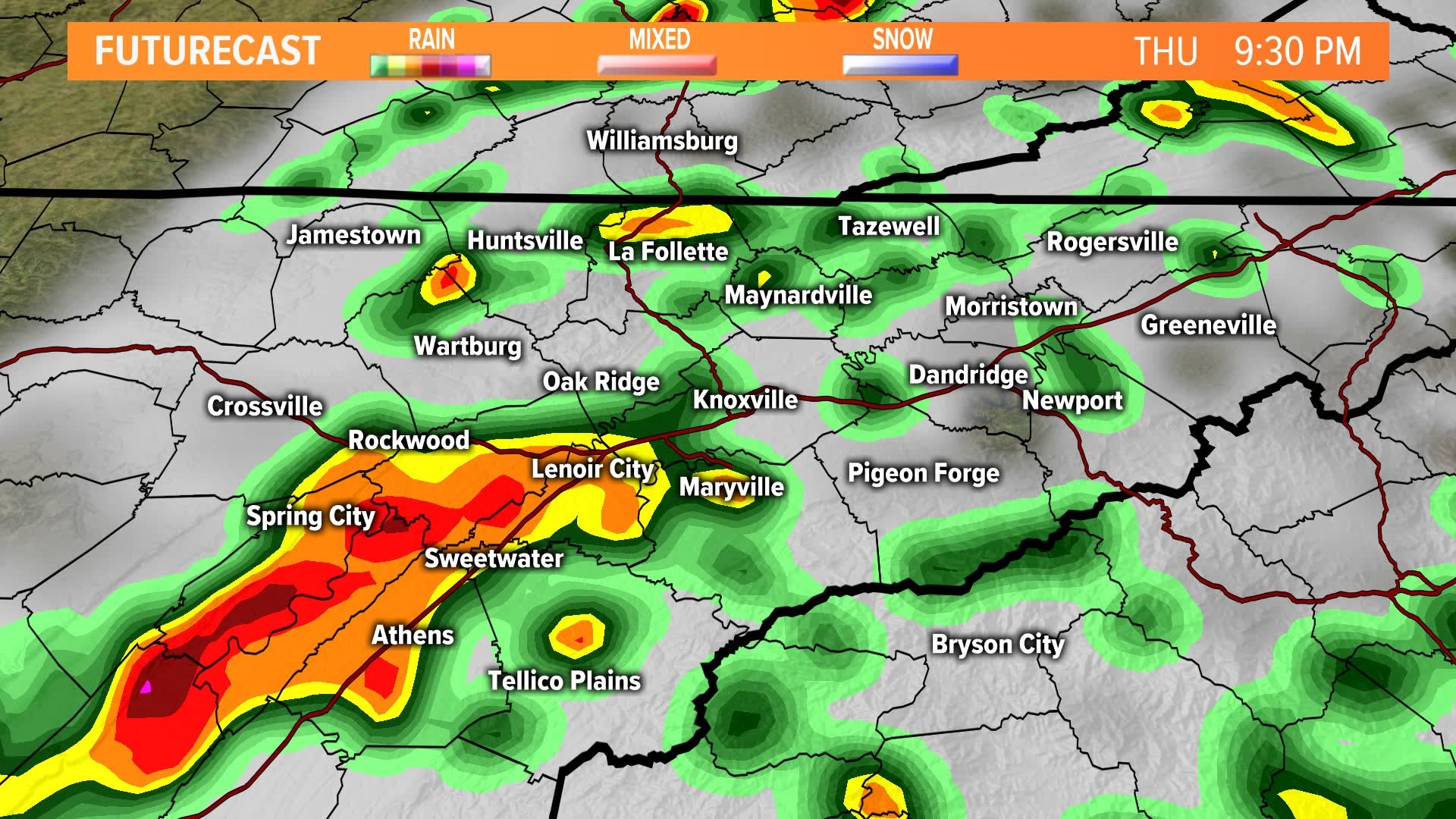 This is a look at the latest on the storm as it approaches and pushes through East Tennessee