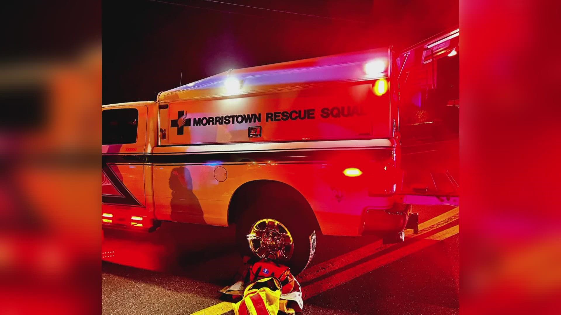 Morristown Emergency and Rescue Squad responded to a crash on Morris Boulevard outside a Waffle House Saturday morning.