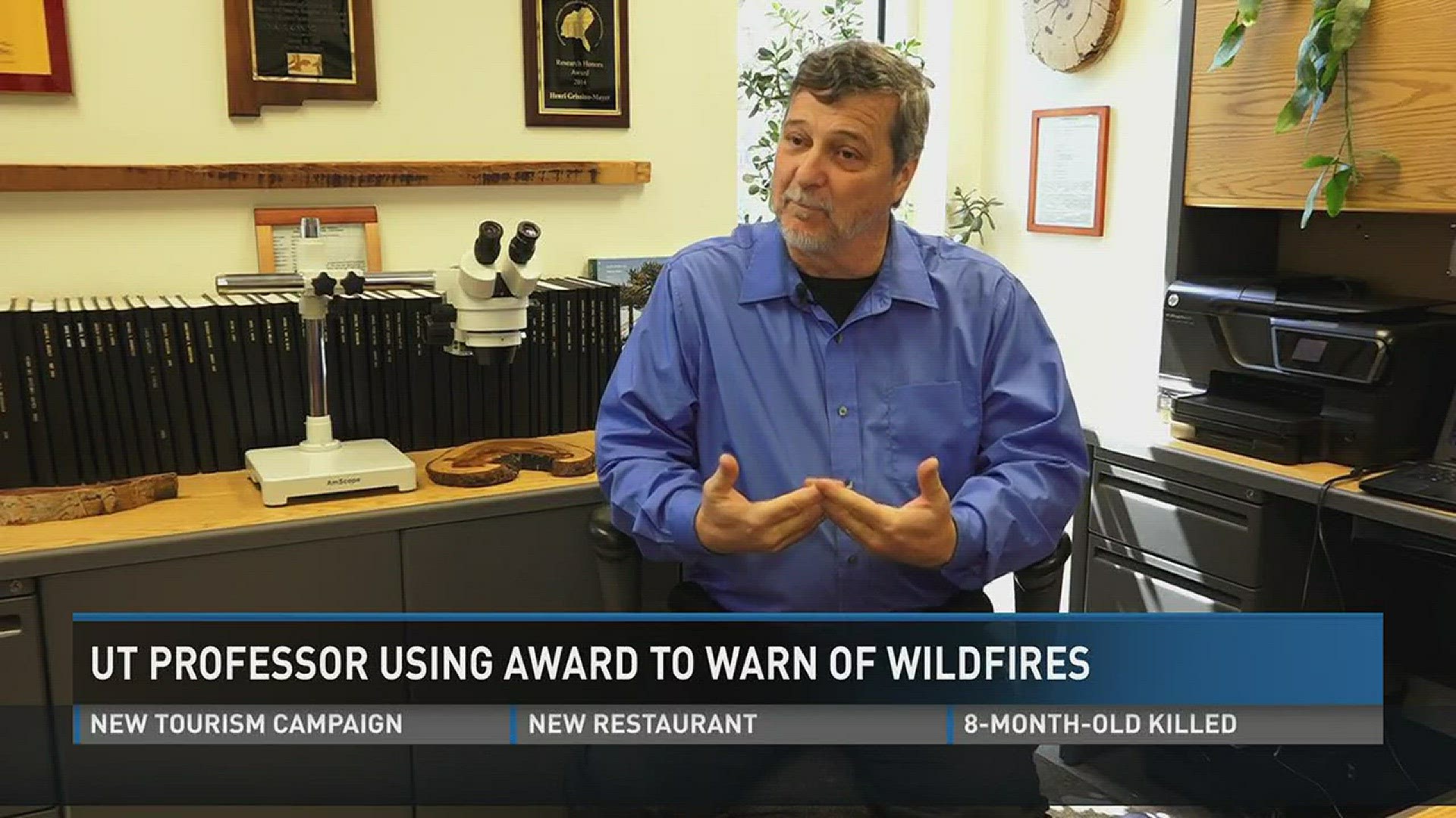 April 10, 2017: The UT professor who predicted the devastating Sevier County wildfires has won an award that he says will allow him to raise awareness about the danger of wildfires.