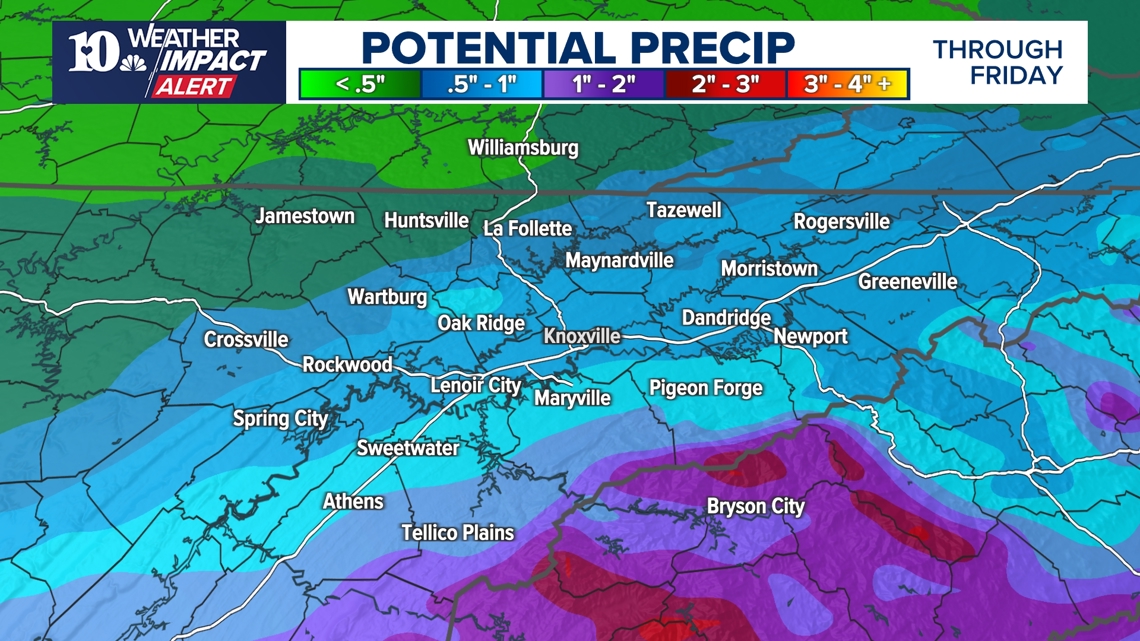 Heavy rain possible in East Tennessee