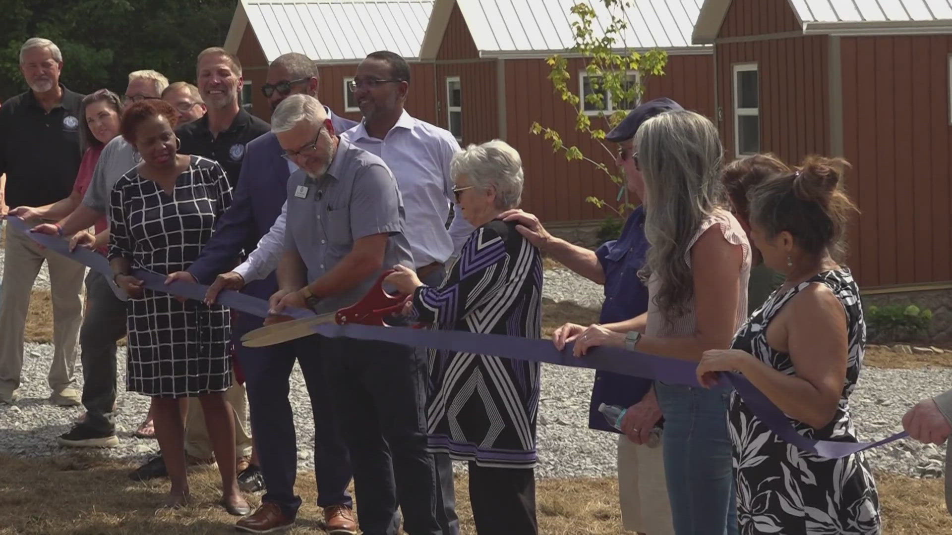 A ribbon-cutting ceremony was held on Thursday for the tiny homes built for people struggling with substance abuse.