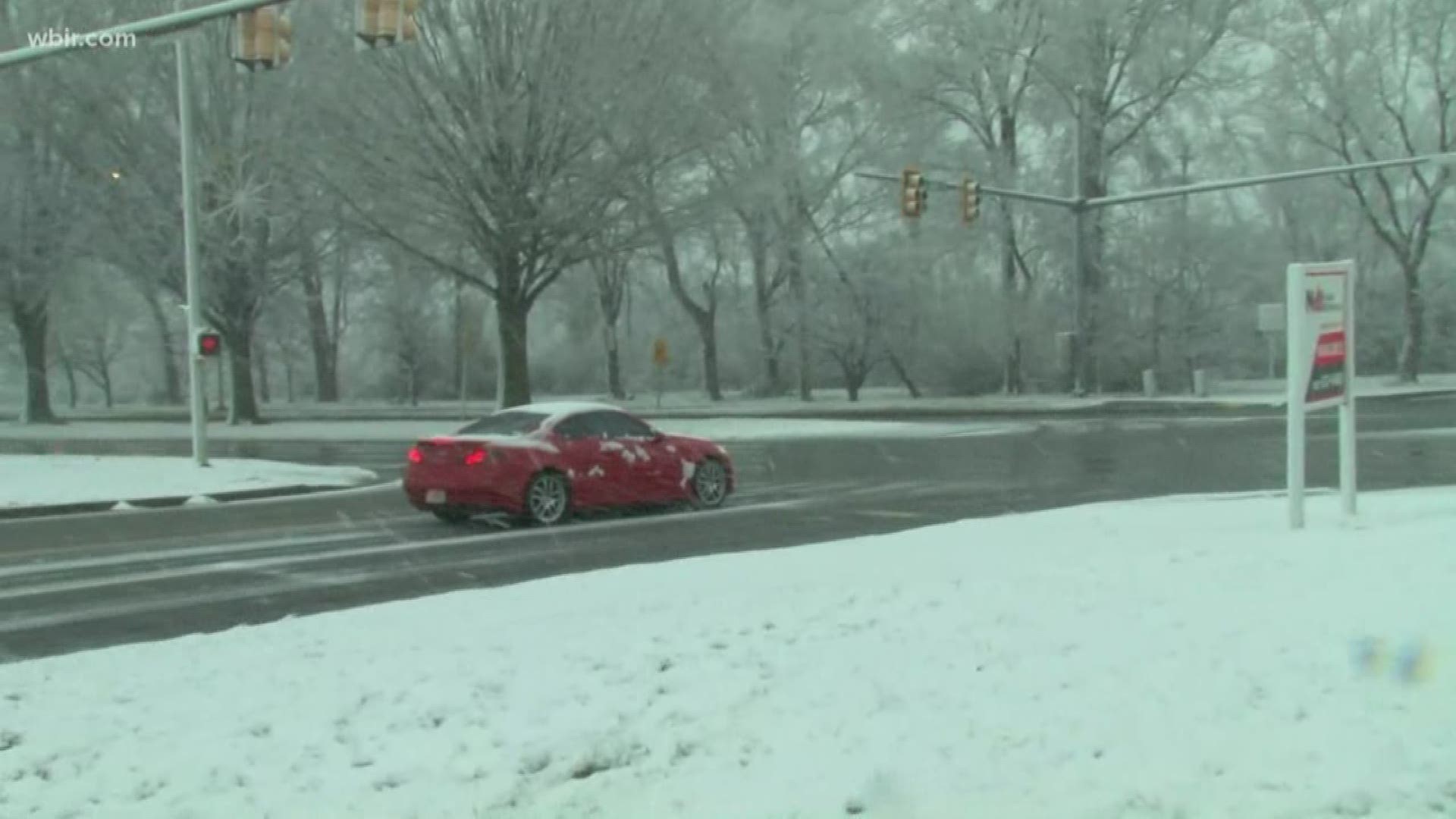 Snow falling across East Tennessee