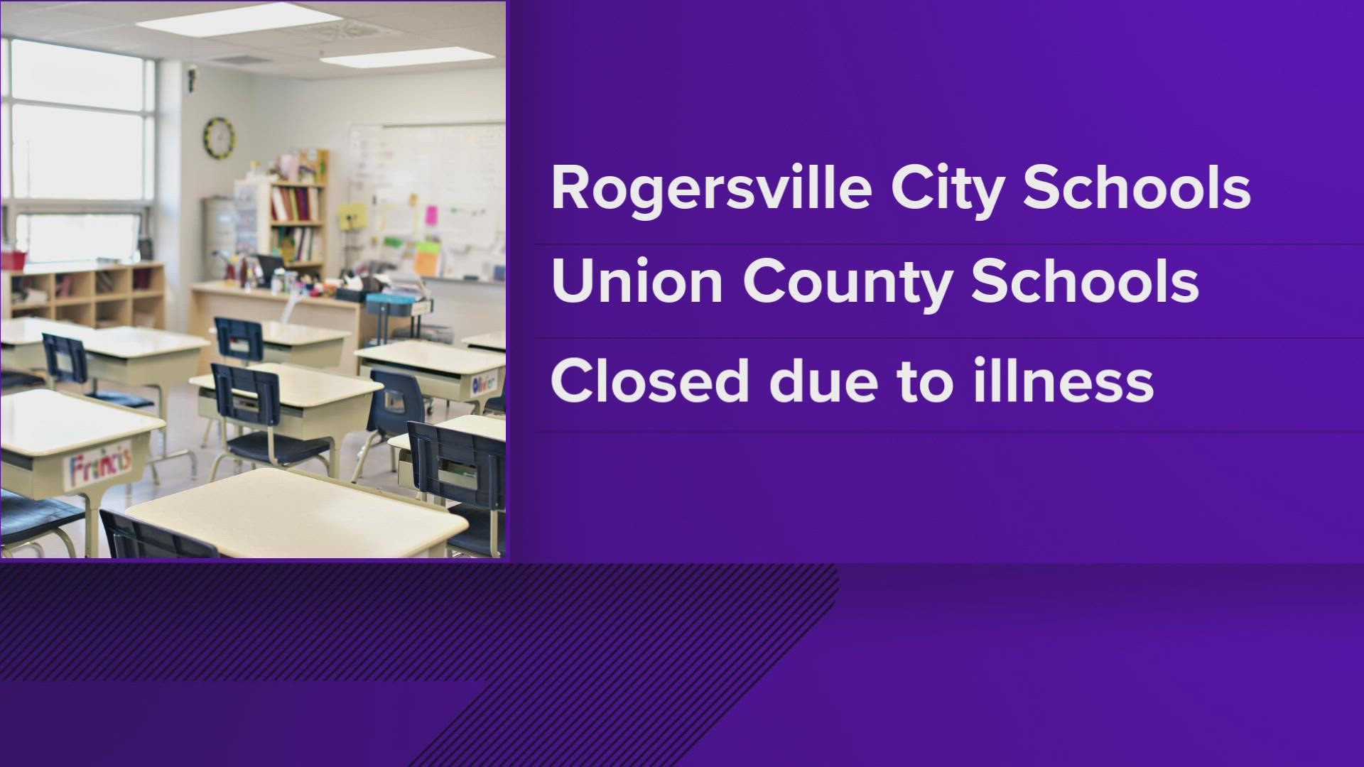 Schools closed Mon. Tues. due to illness