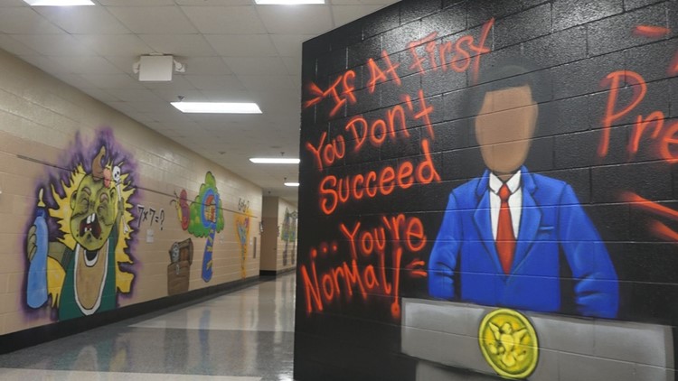 'Creativity is everything' | Elementary school's halls lined in spray paint art
