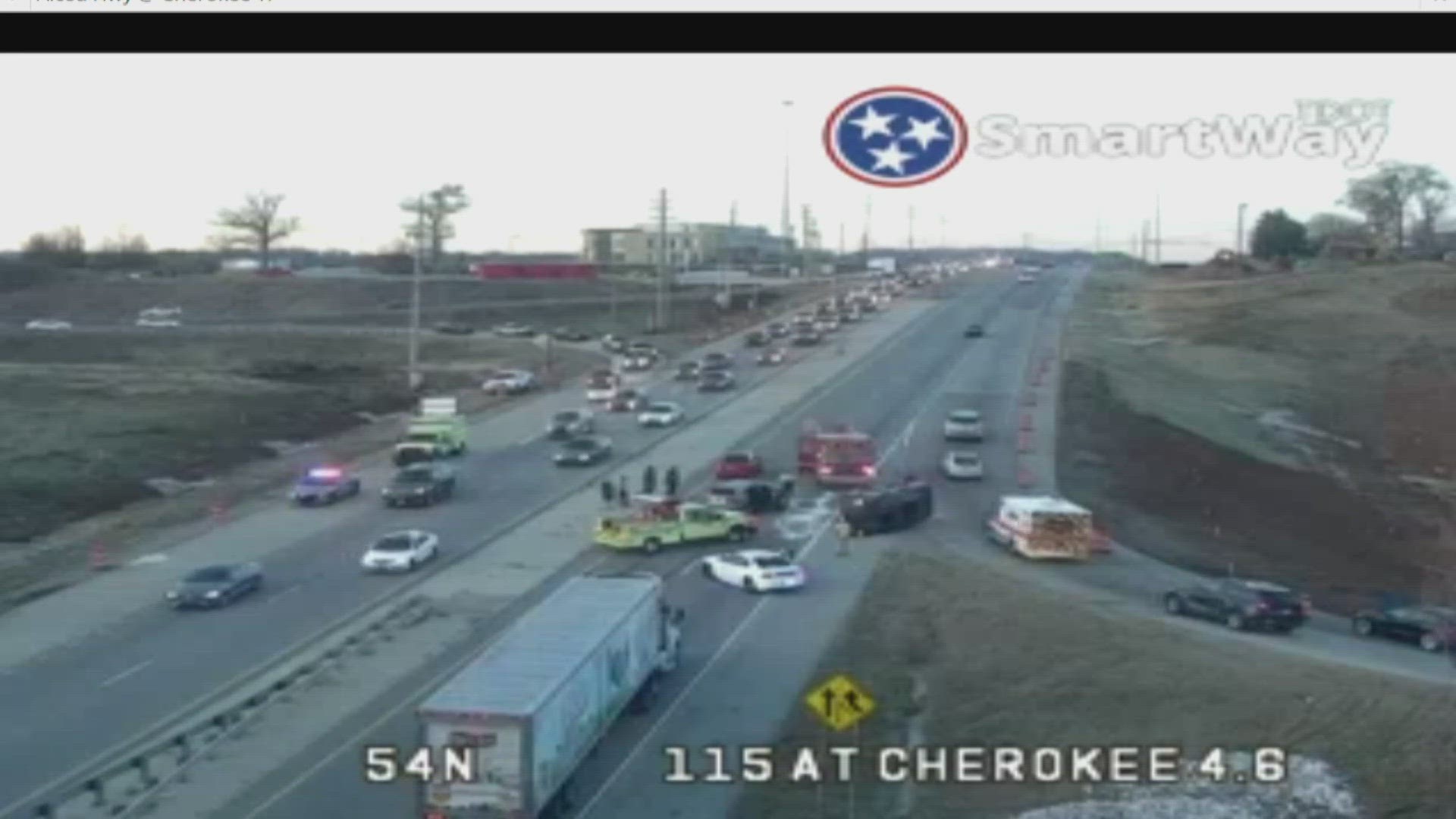 TDOT said the crash happened near Cherokee Trail. Both sides of the highway were backed up as of 5 p.m.